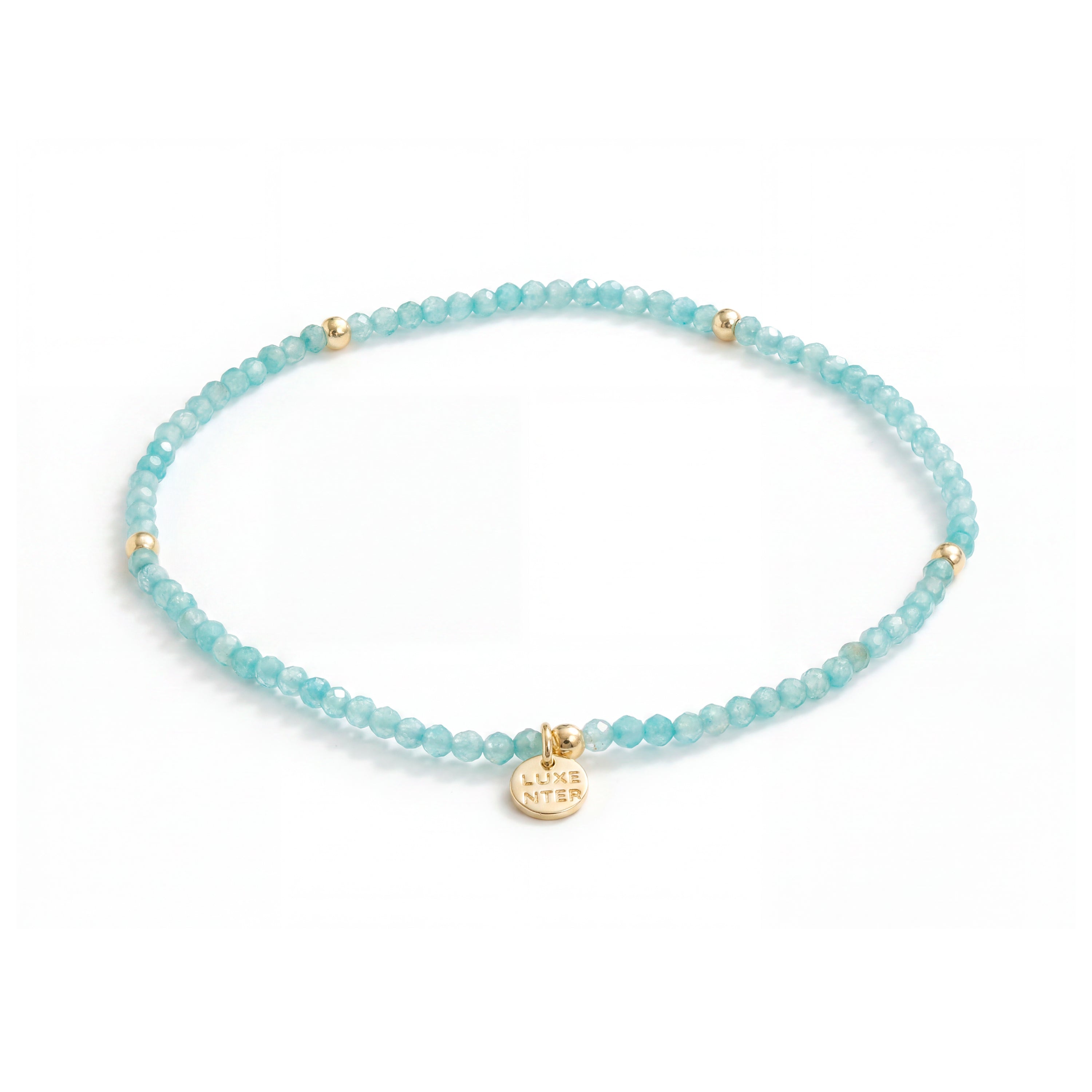Pulsera de Aleación de Metal y Cristal Azul acabado en oro amarillo de 18k - Hilry