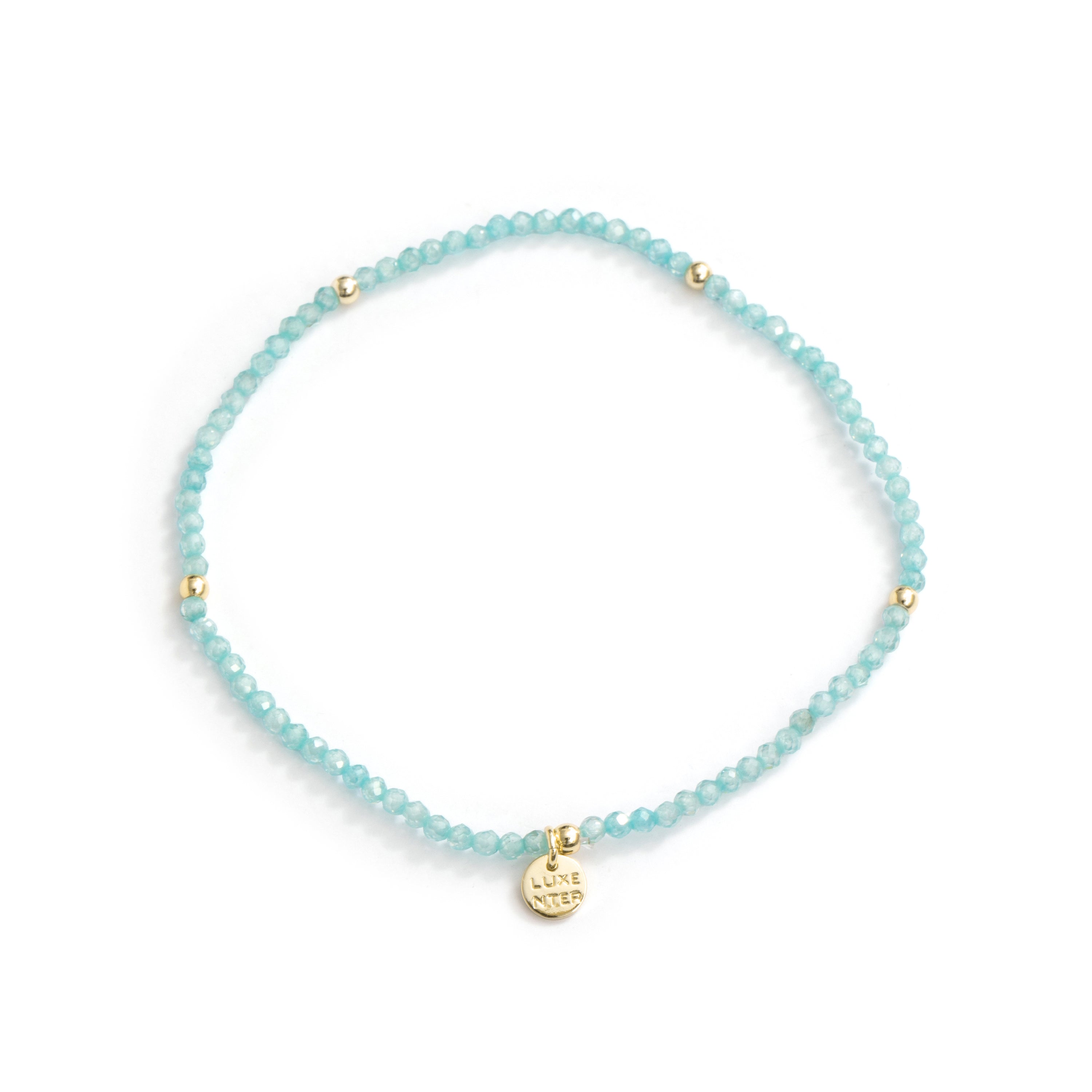 Pulsera de Aleación de Metal y Cristal Azul acabado en oro amarillo de 18k - Hilry