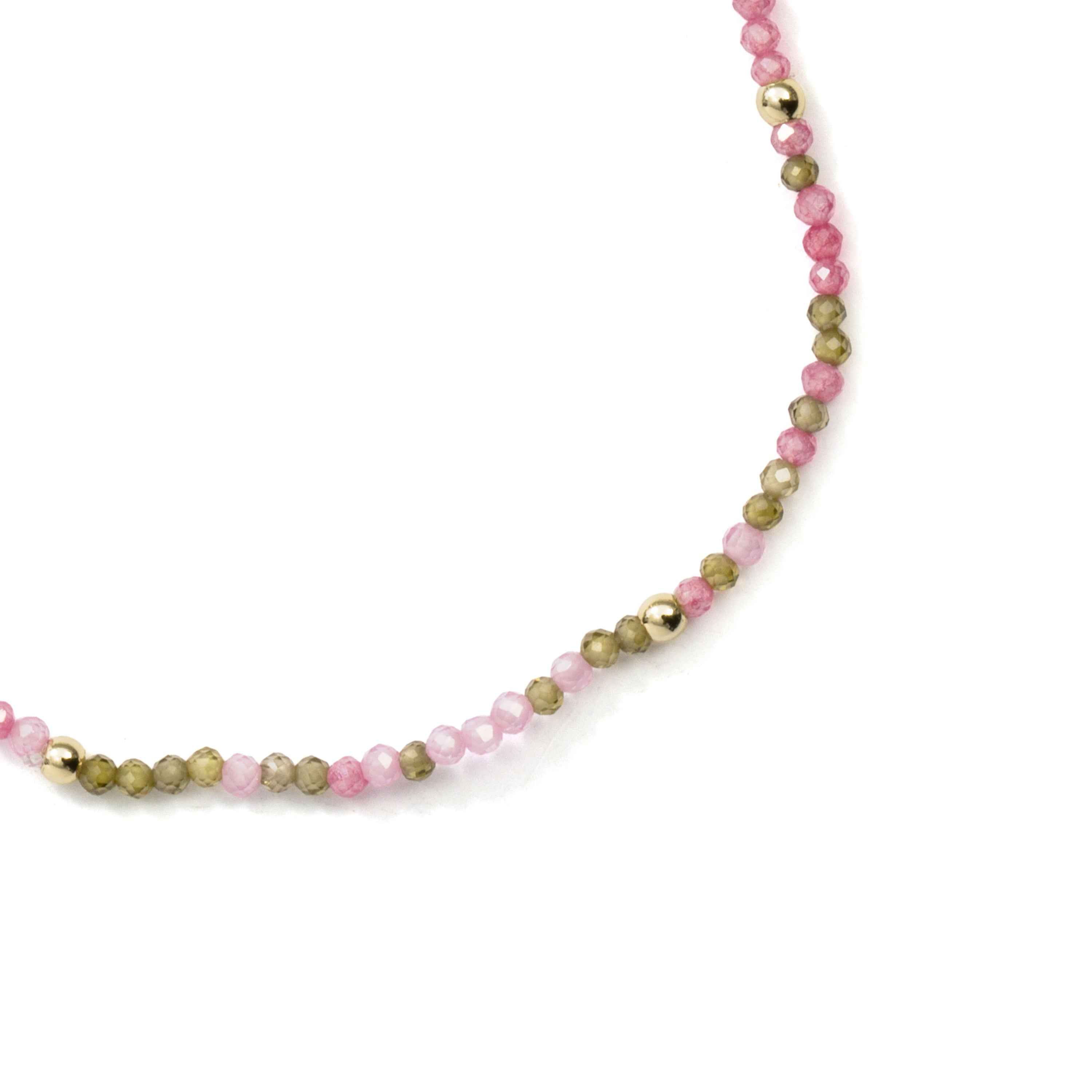 18k Yellow Gold Finished Pink Crystal and Metal Alloy Bracelet - Hilry