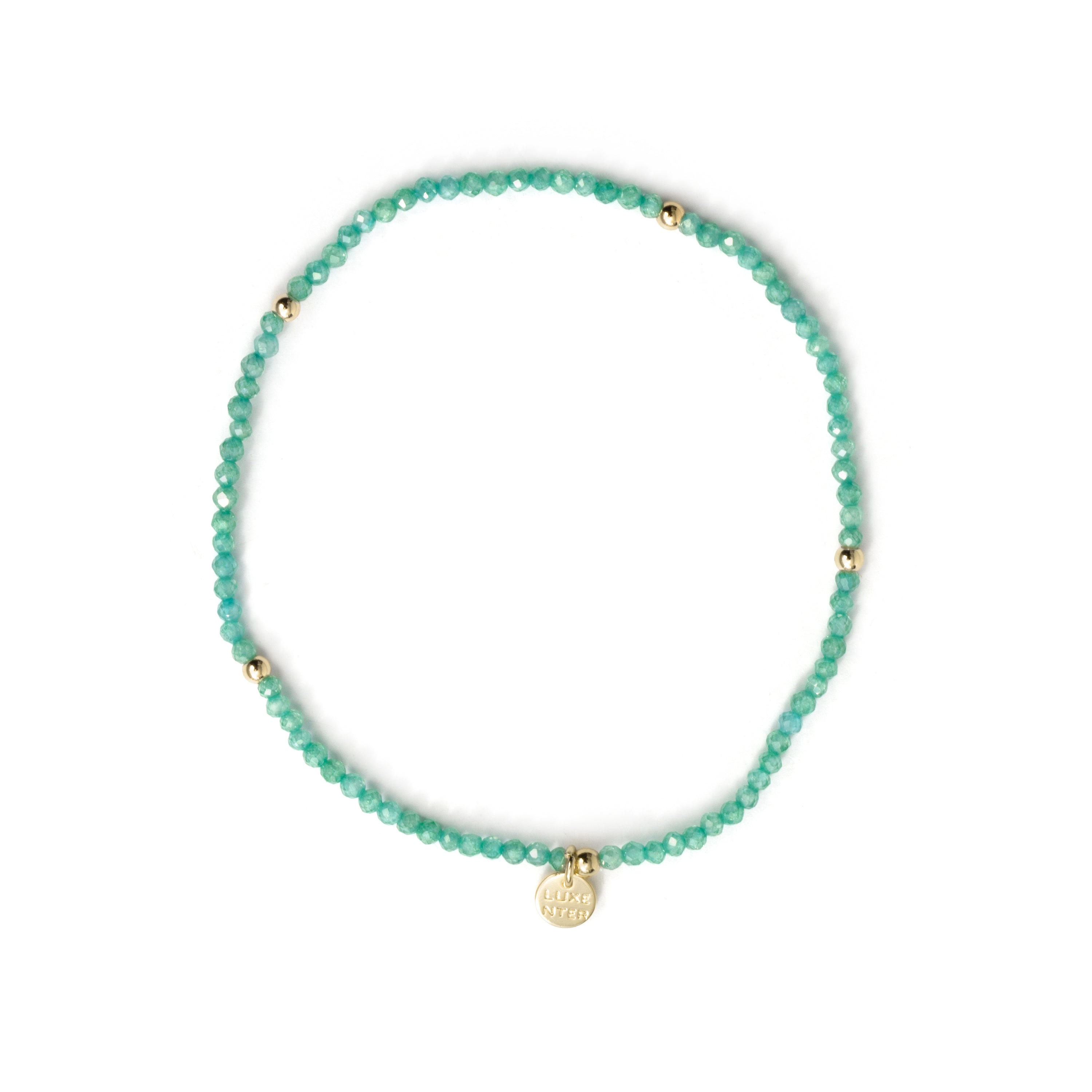 Bracciale in lega di metallo e cristallo verde con finitura in oro giallo 18k - Hilry