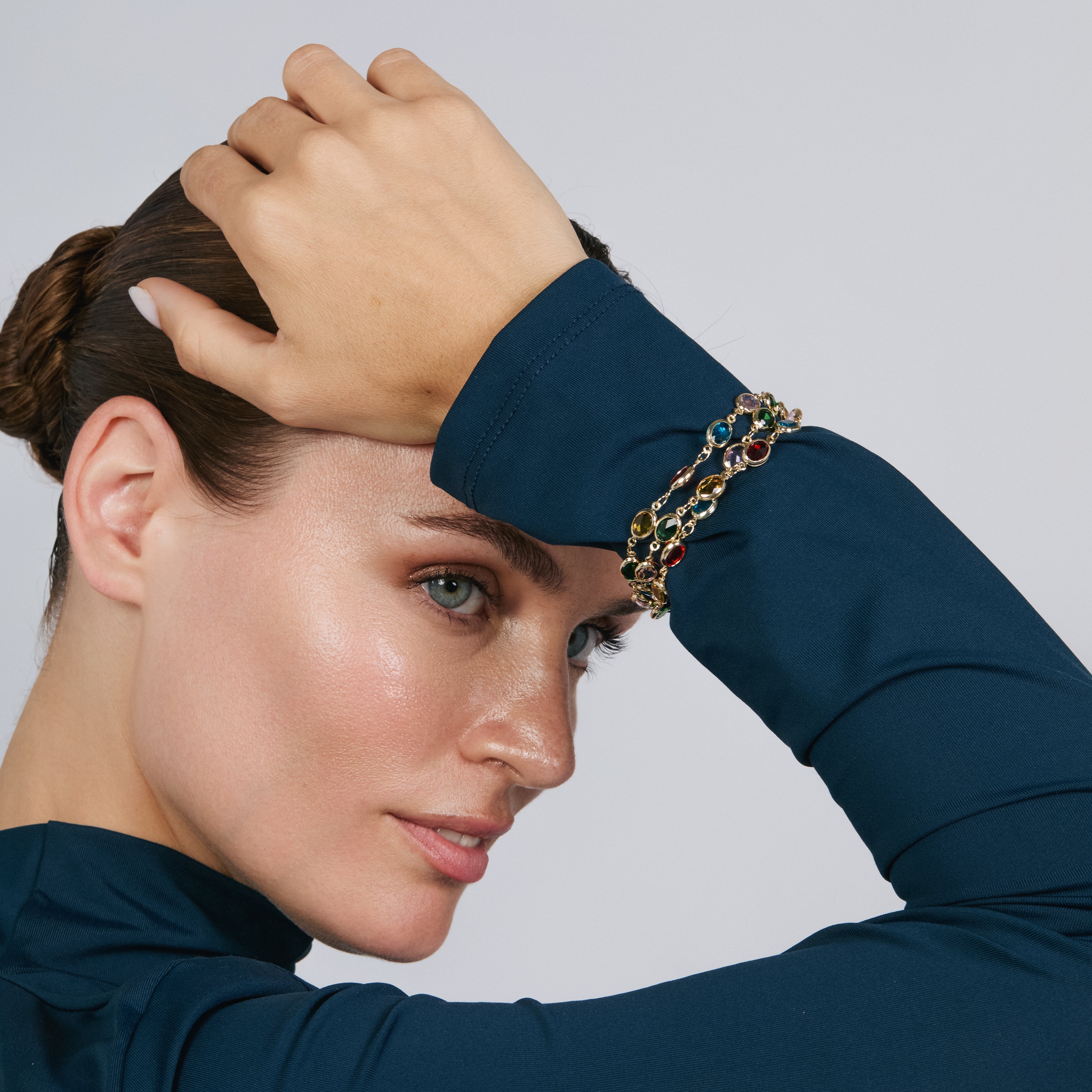 Pulsera de Cuarzo Hidrotermal Multicolor acabado en oro amarillo de 18k - Toebe