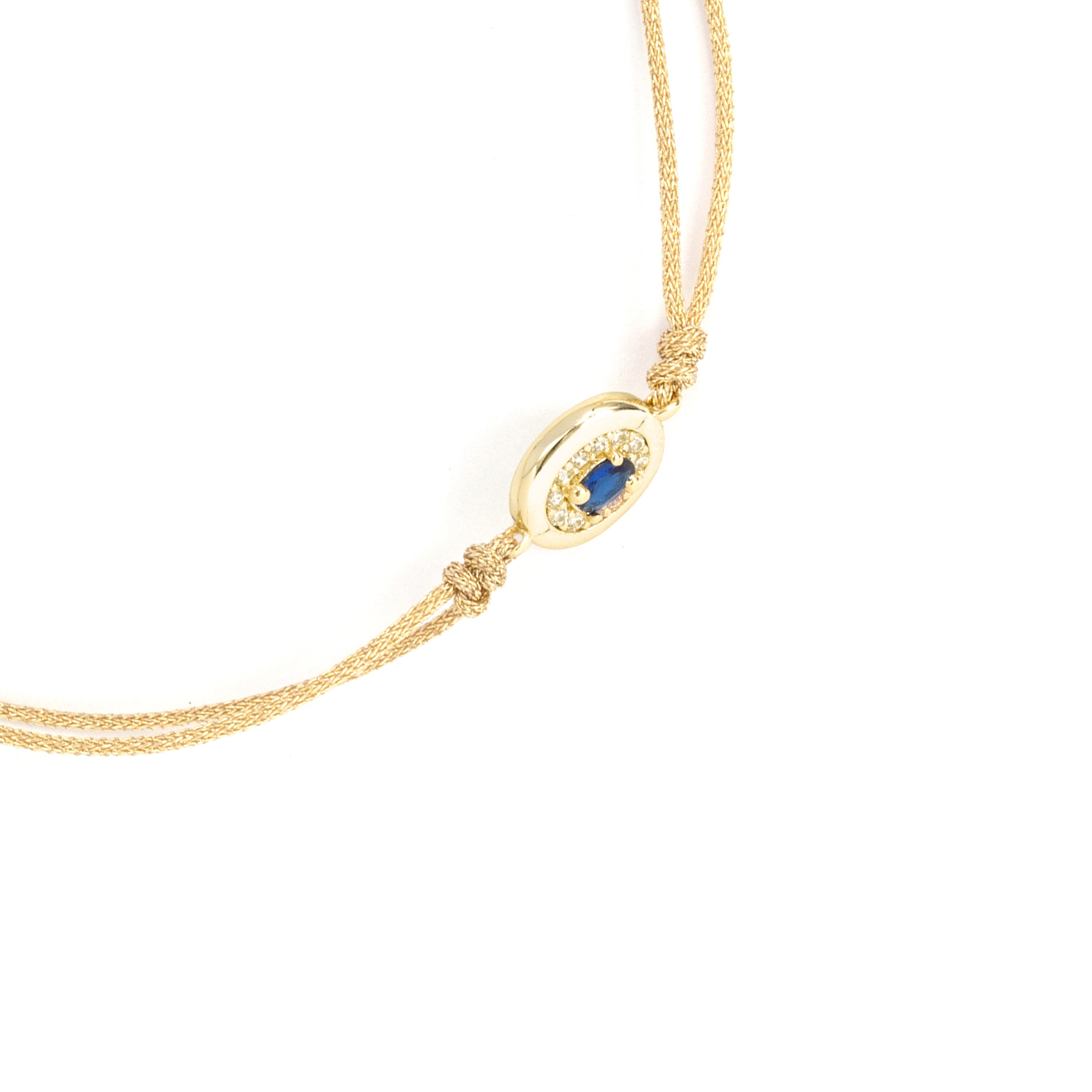 Pulsera de Circonita Zafiro acabado en oro amarillo de 18k - Sahspu