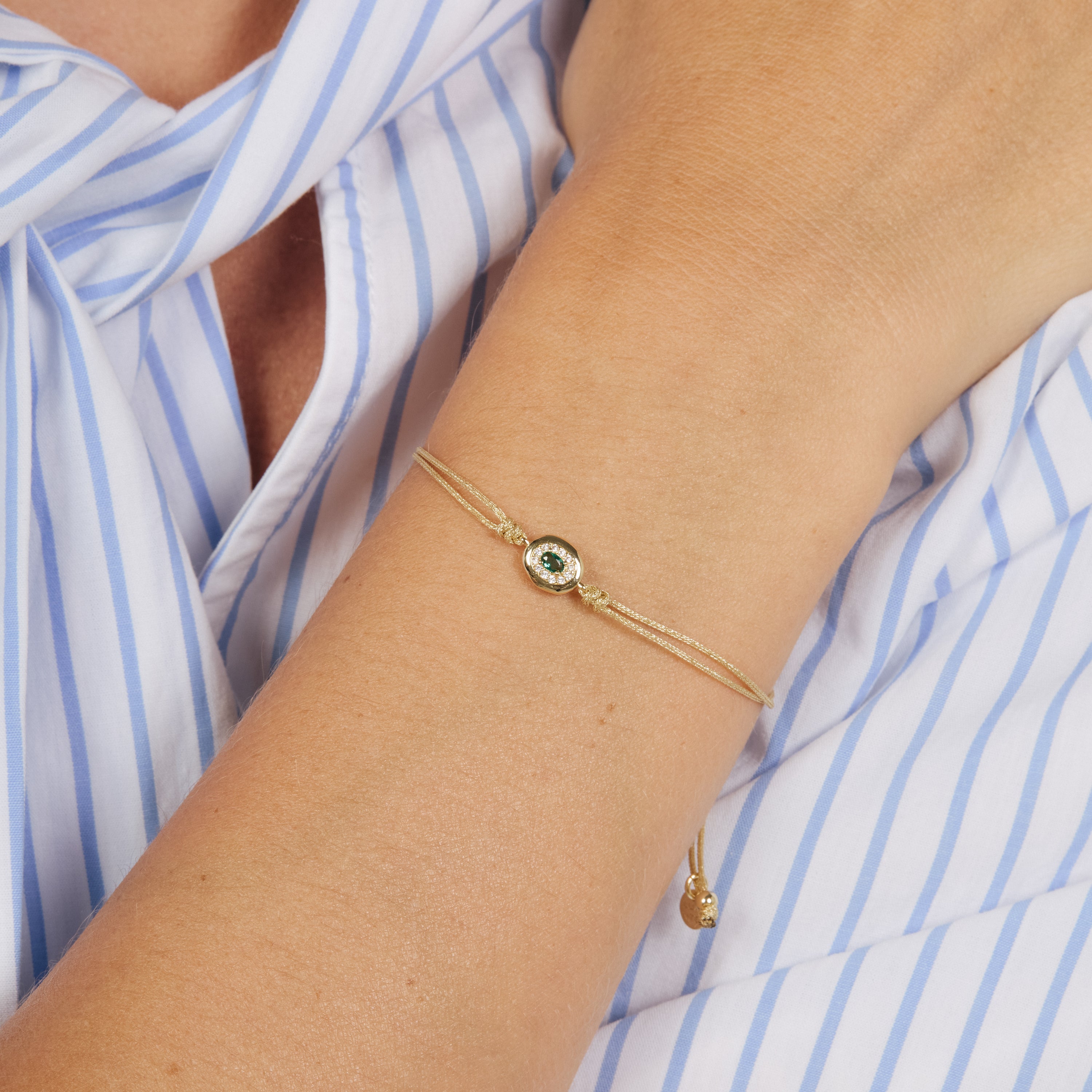 Pulsera de Circonita Esmeralda acabado en oro amarillo de 18k - Sahspu