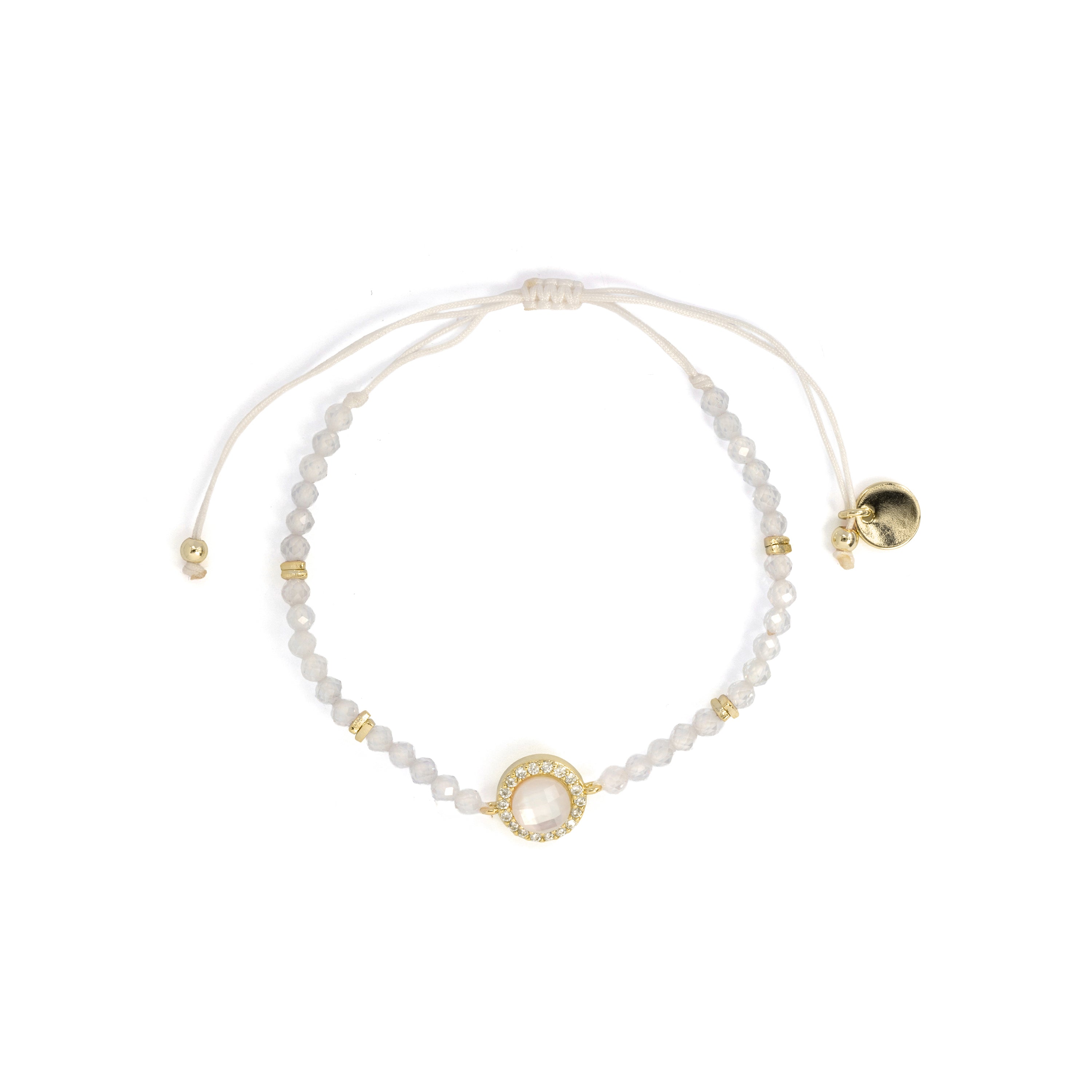 Pulsera de Cristal de Roca y Madreperla acabado en oro amarillo de 18k - Tasass