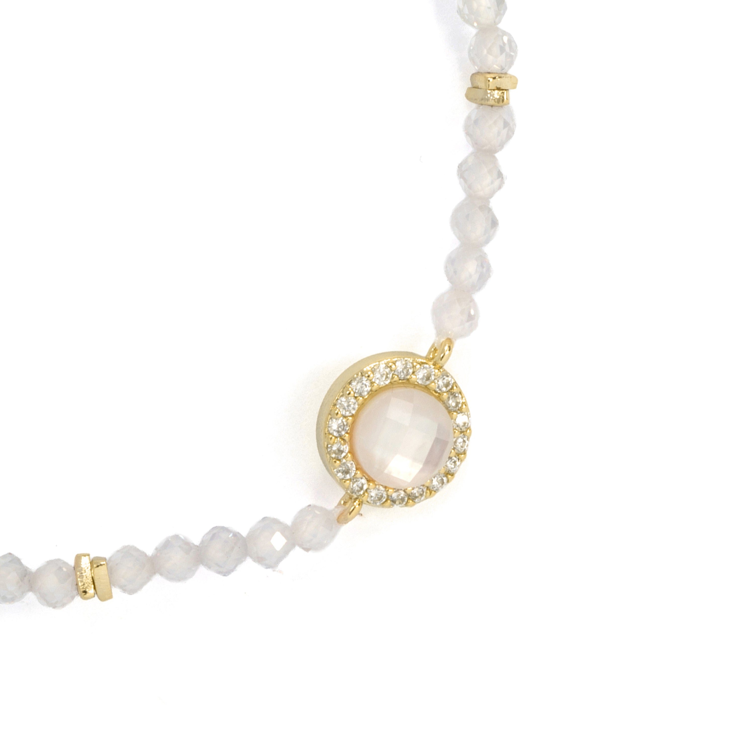 Pulsera de Cristal de Roca y Madreperla acabado en oro amarillo de 18k - Tasass