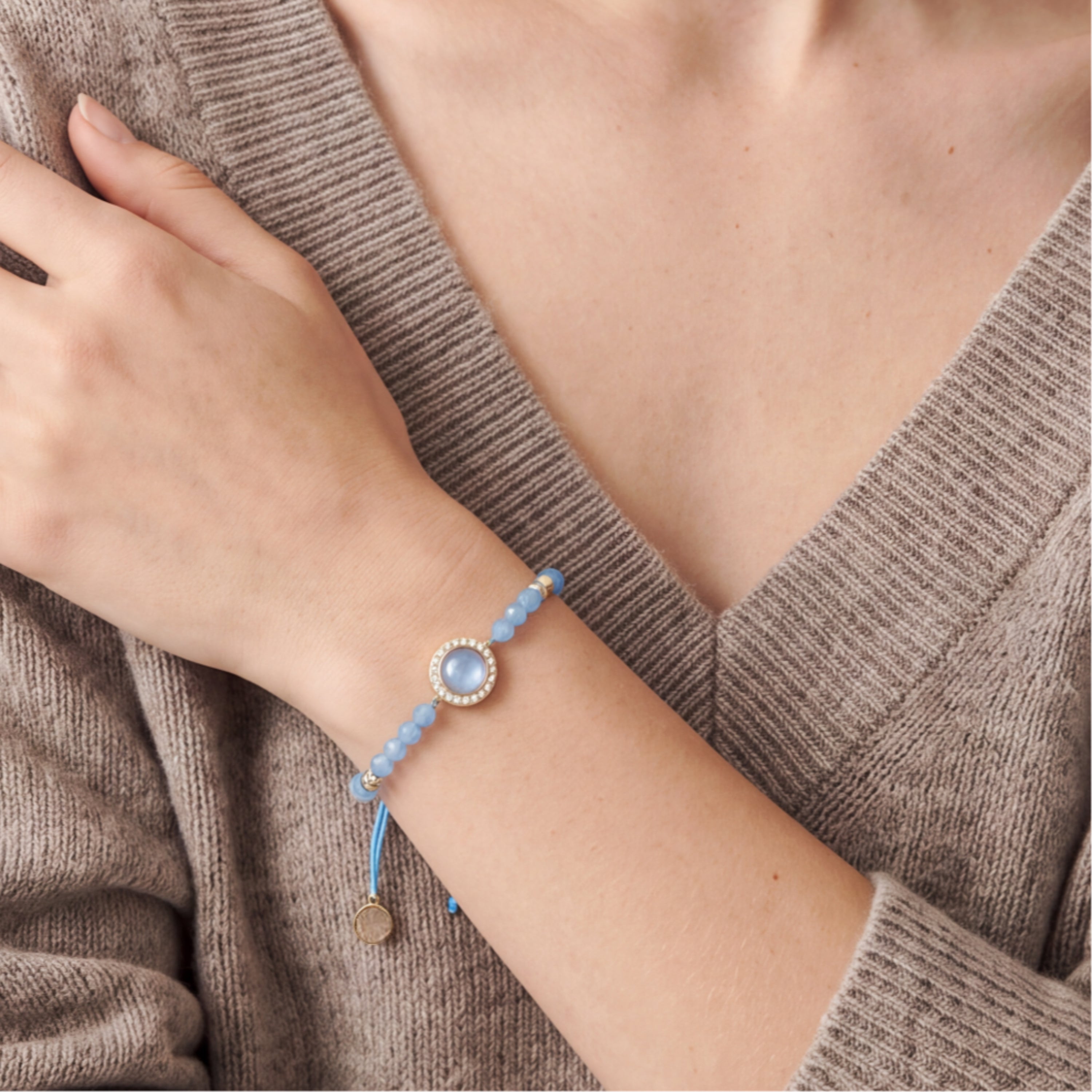 Pulsera de Doblete Azul Ch acabado en oro amarillo de 18k - Tasass
