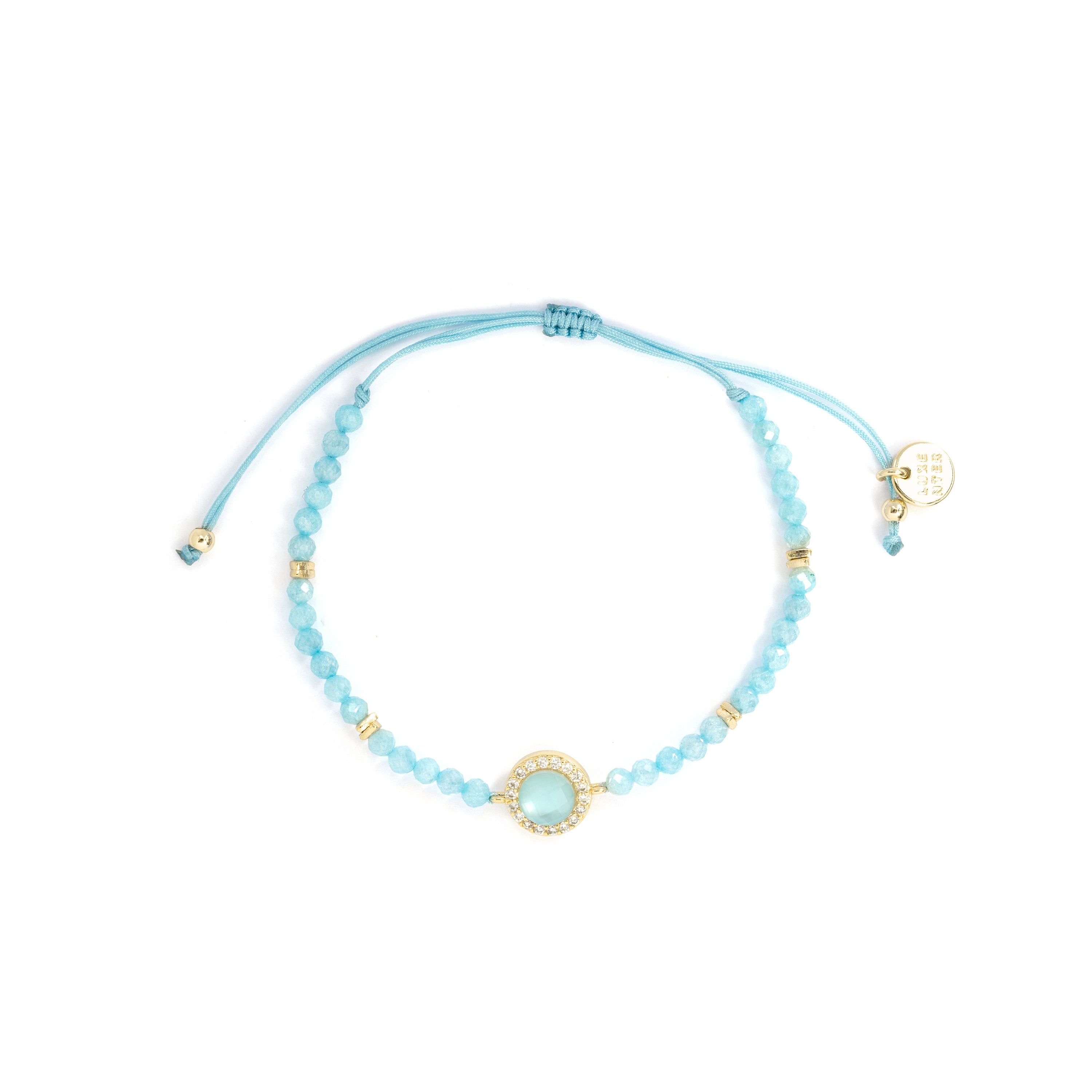 Pulsera de Doblete Azul Claro Ch acabado en oro amarillo de 18k - Tasass
