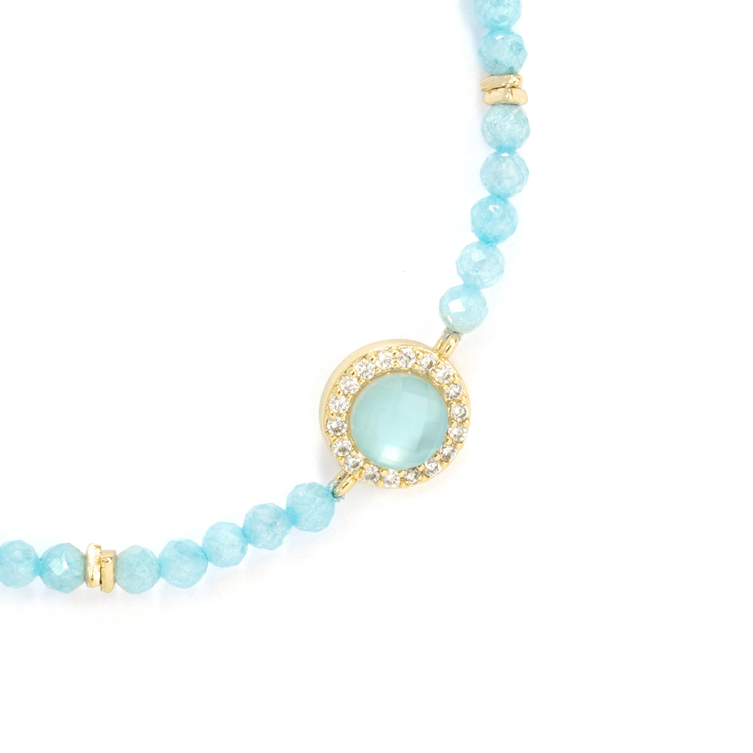 Pulsera de Doblete Azul Claro Ch acabado en oro amarillo de 18k - Tasass