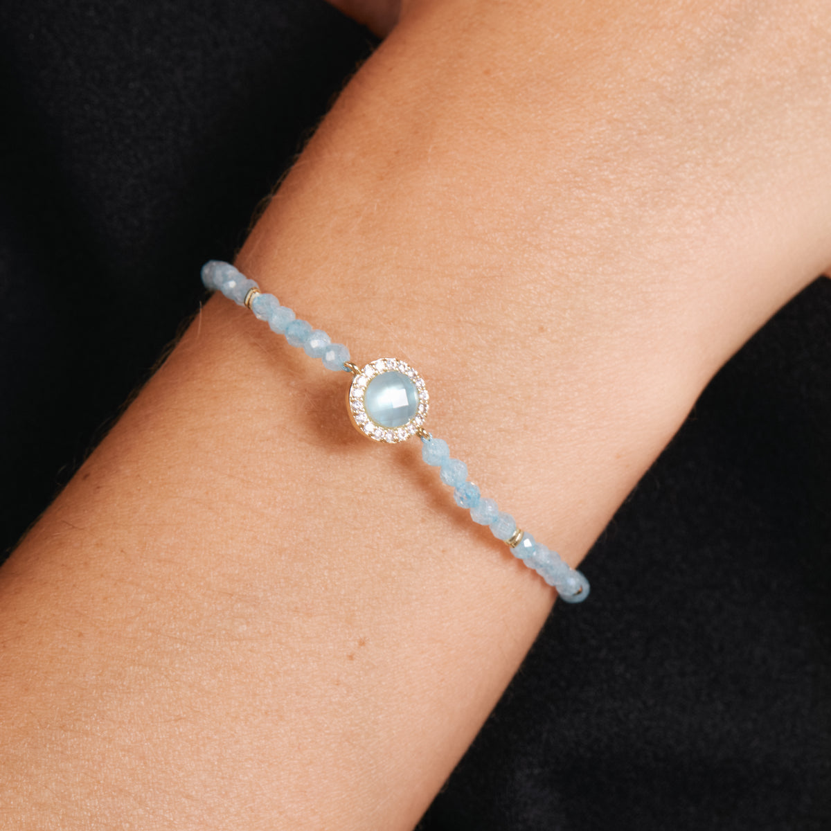 Pulseira de Doblete Azul-claro Ch com acabamento em ouro amarelo de 18K - Tasass