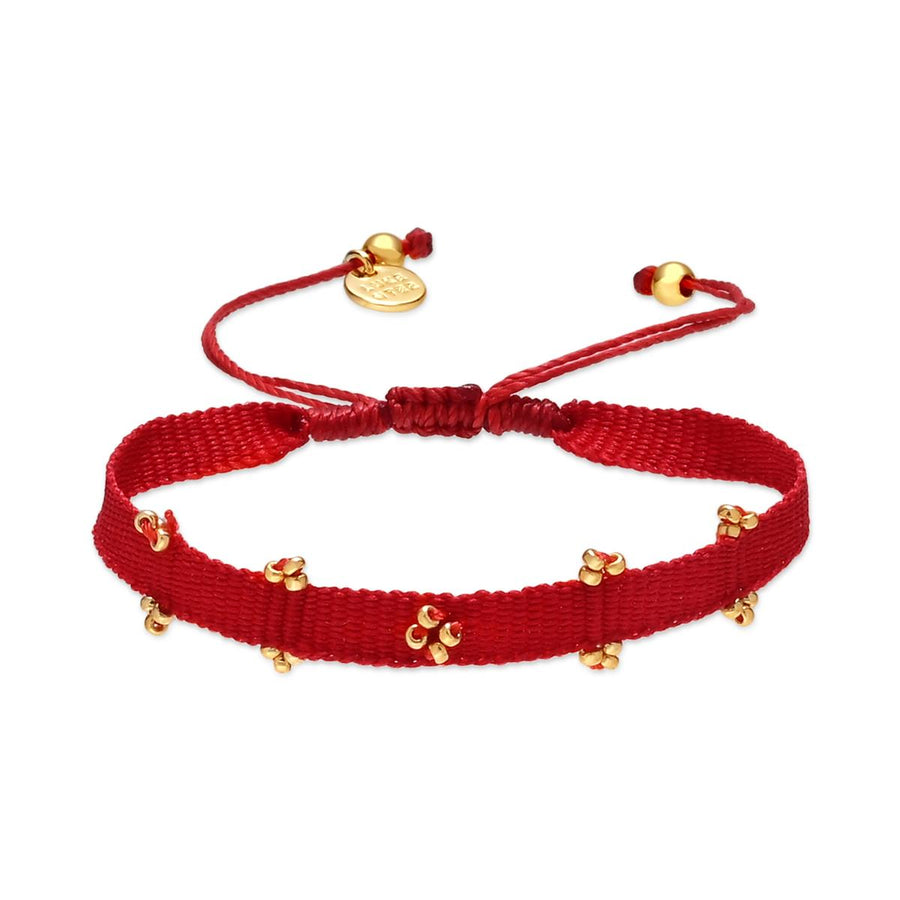 Pulsera de Algodon Rojo acabado en oro amarillo de 18k - Idha