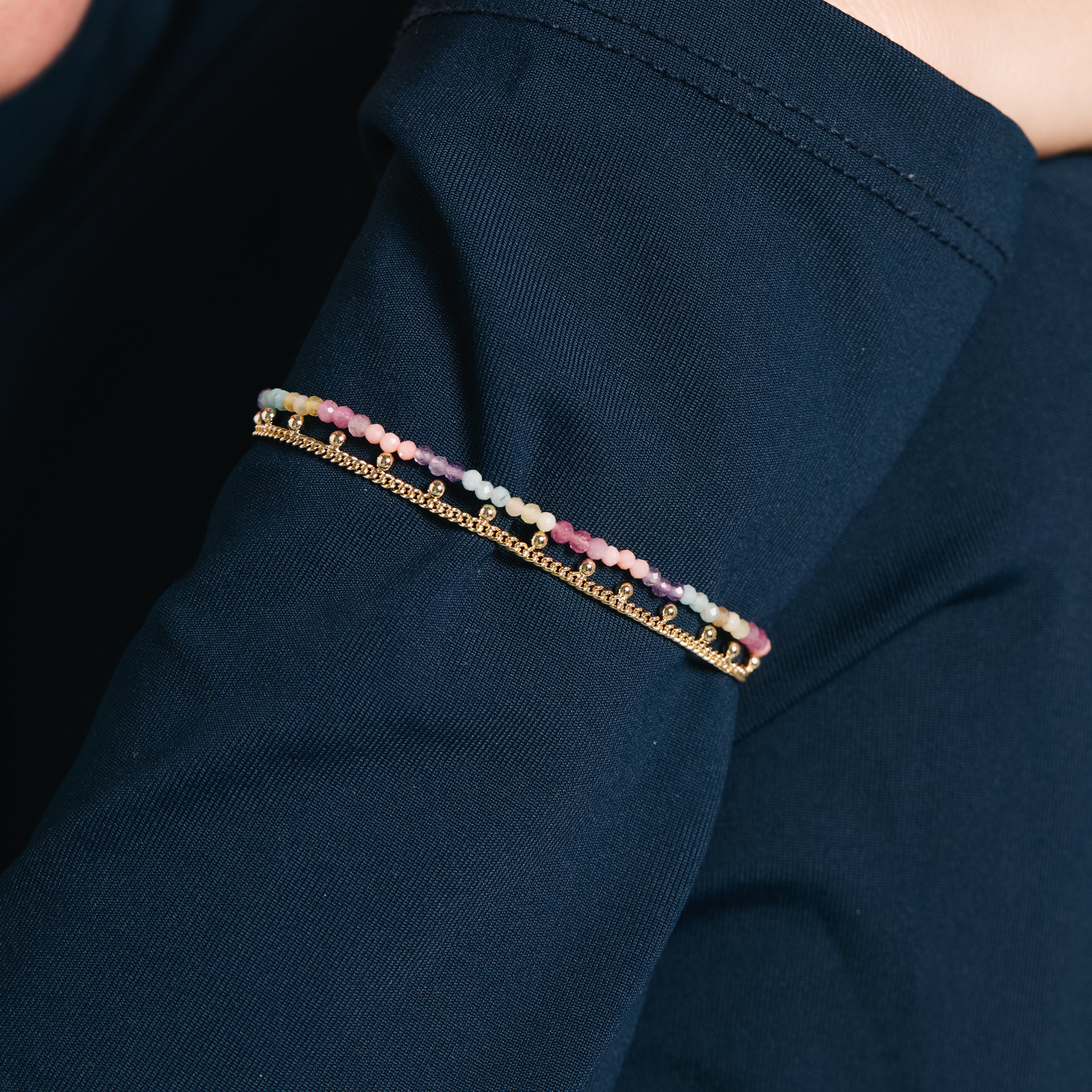 Pulsera de Cristal Multicolor acabado en oro amarillo de 18k - Midva
