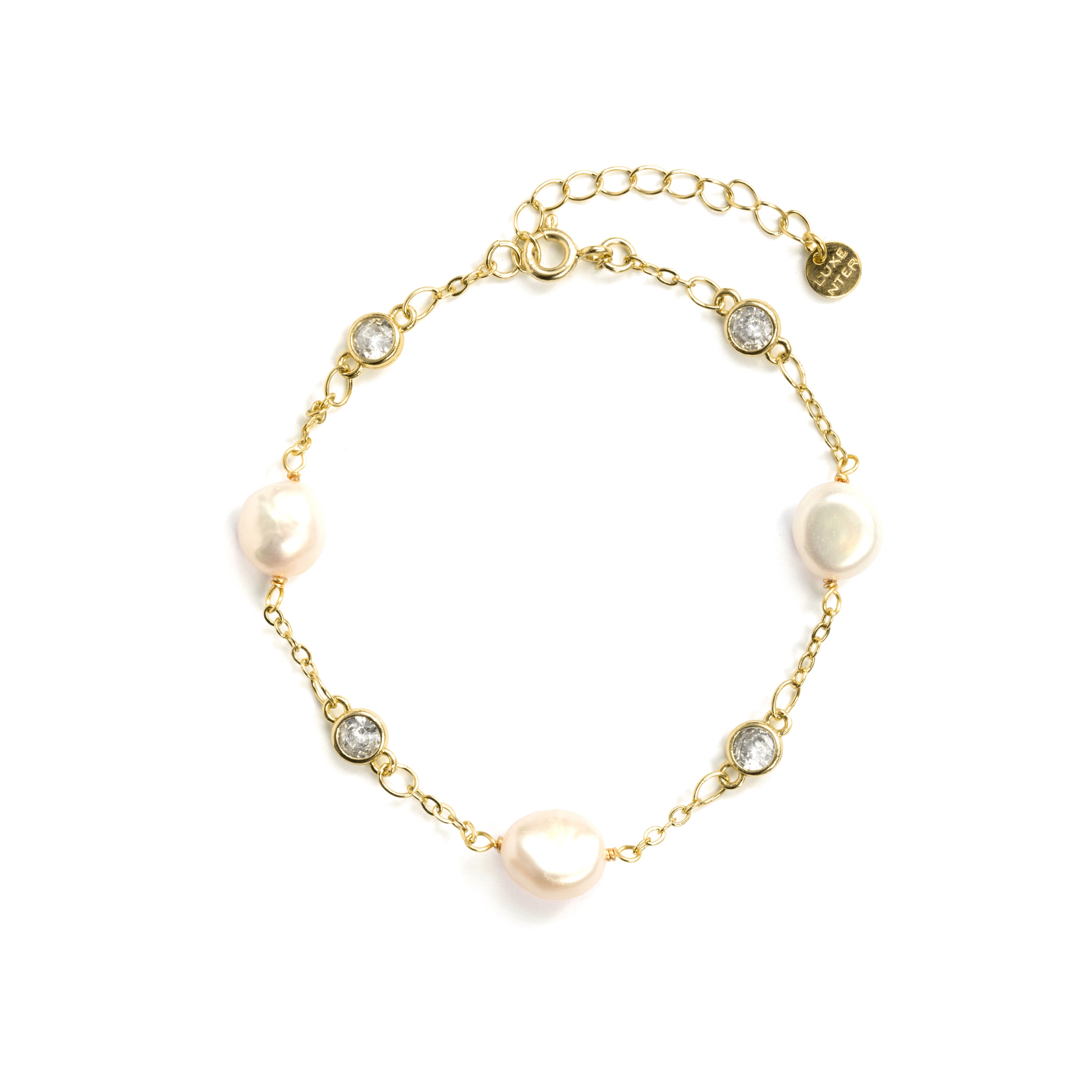Pulsera de Perla Blanca acabado en oro amarillo de 18k - Everde