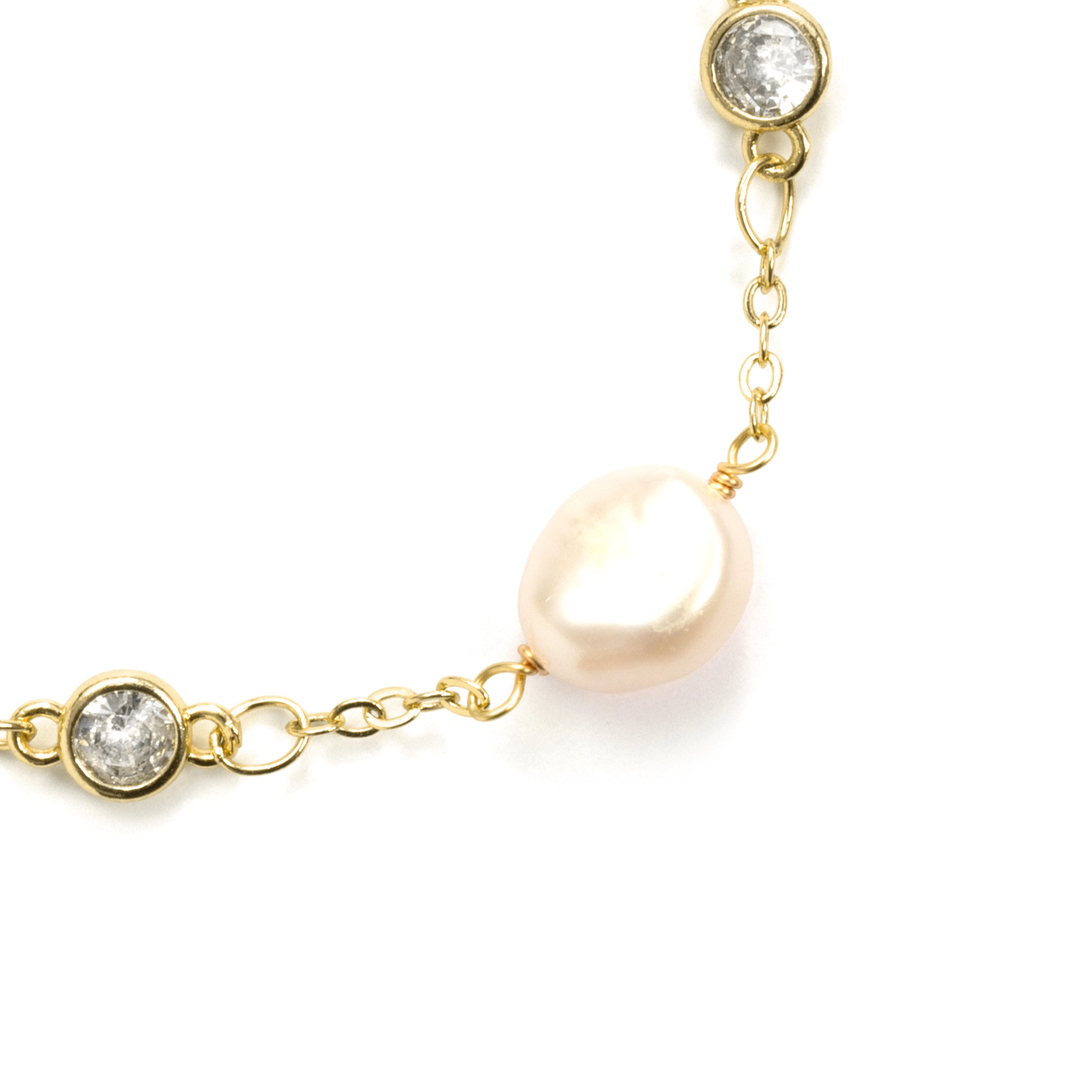 Pulsera de Perla Blanca acabado en oro amarillo de 18k - Everde
