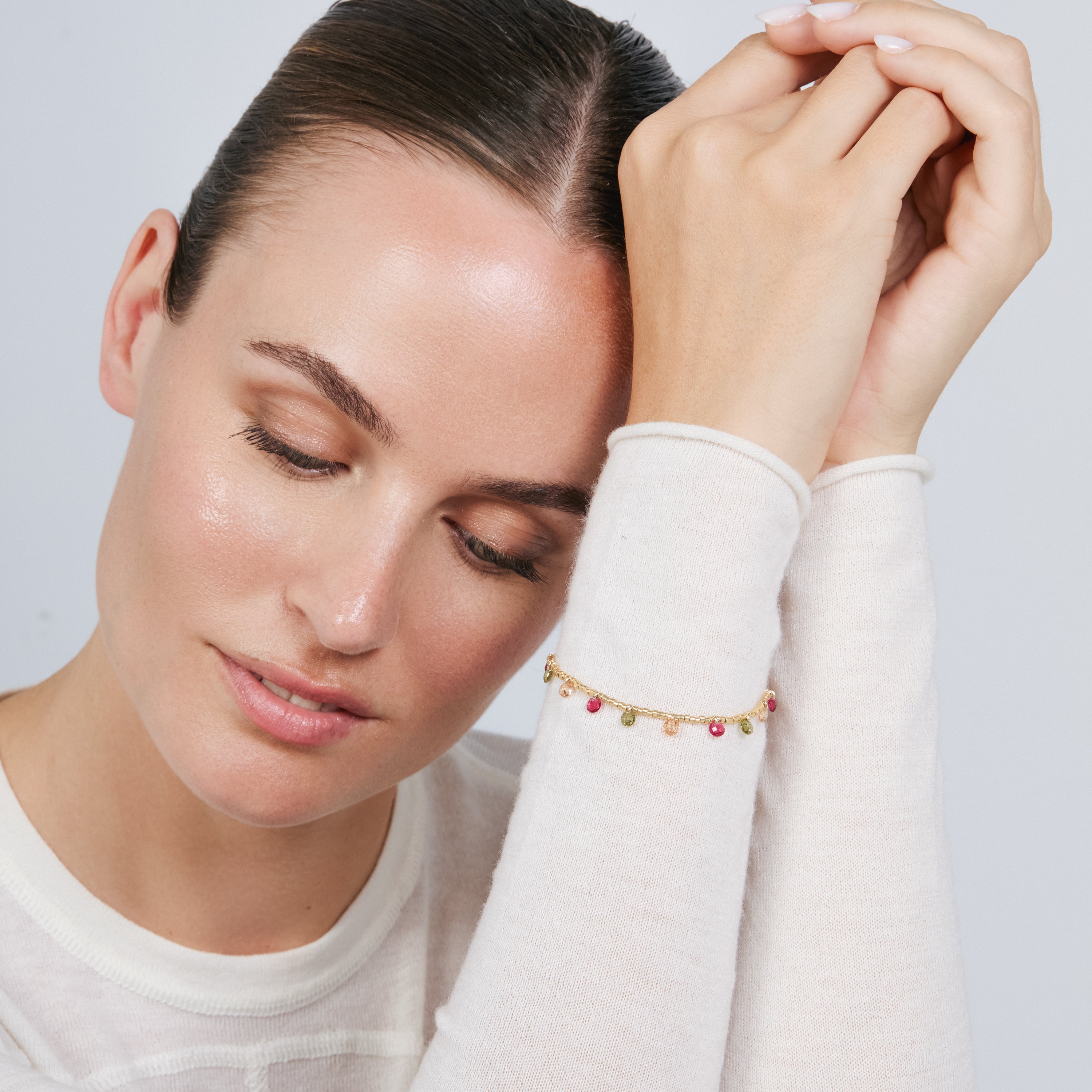 Pulsera de Circonita Multicolor acabado en oro amarillo de 18k - Chiuka