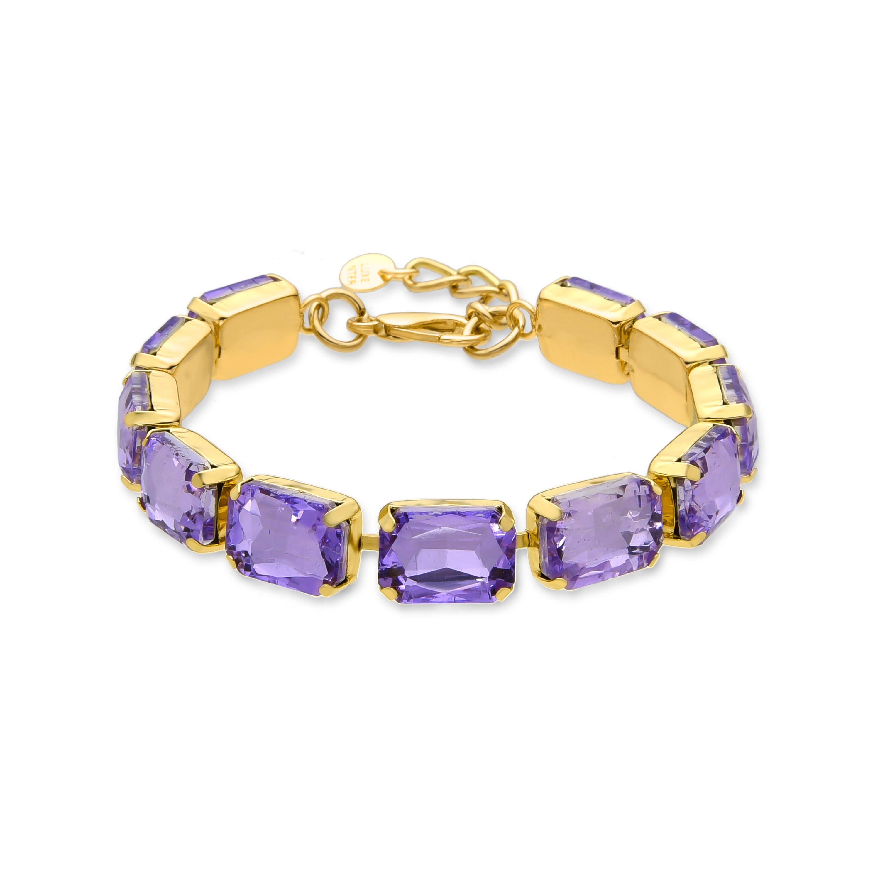 Pulsera de Cristal Morado acabada en oro amarillo 18K - Ankek