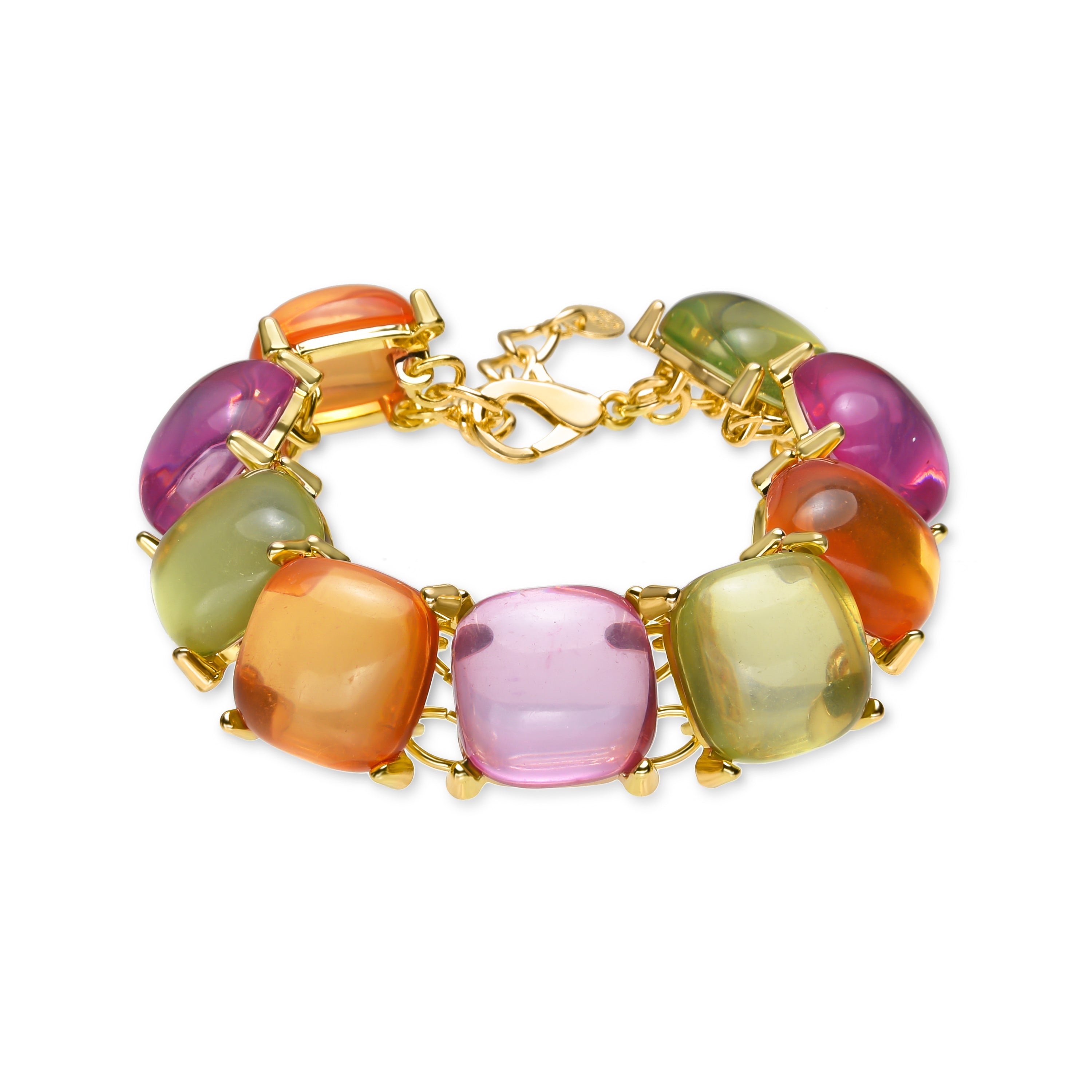 Pulsera de Cristal Multicolor acabada en oro amarillo 18K - Tosab