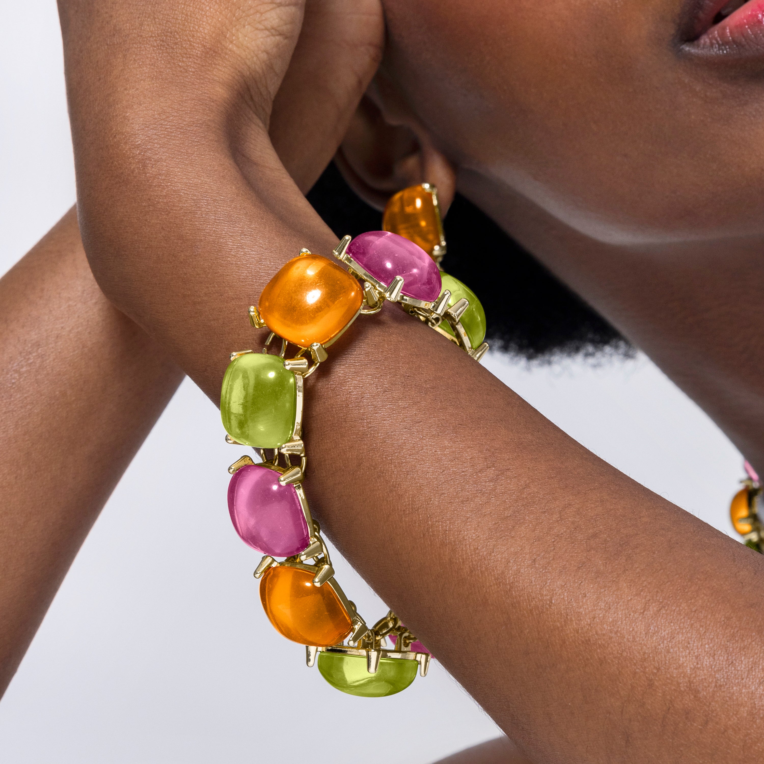 Multicolor Kristallarmband mit 18K Gelbgold-Finish - Tosab