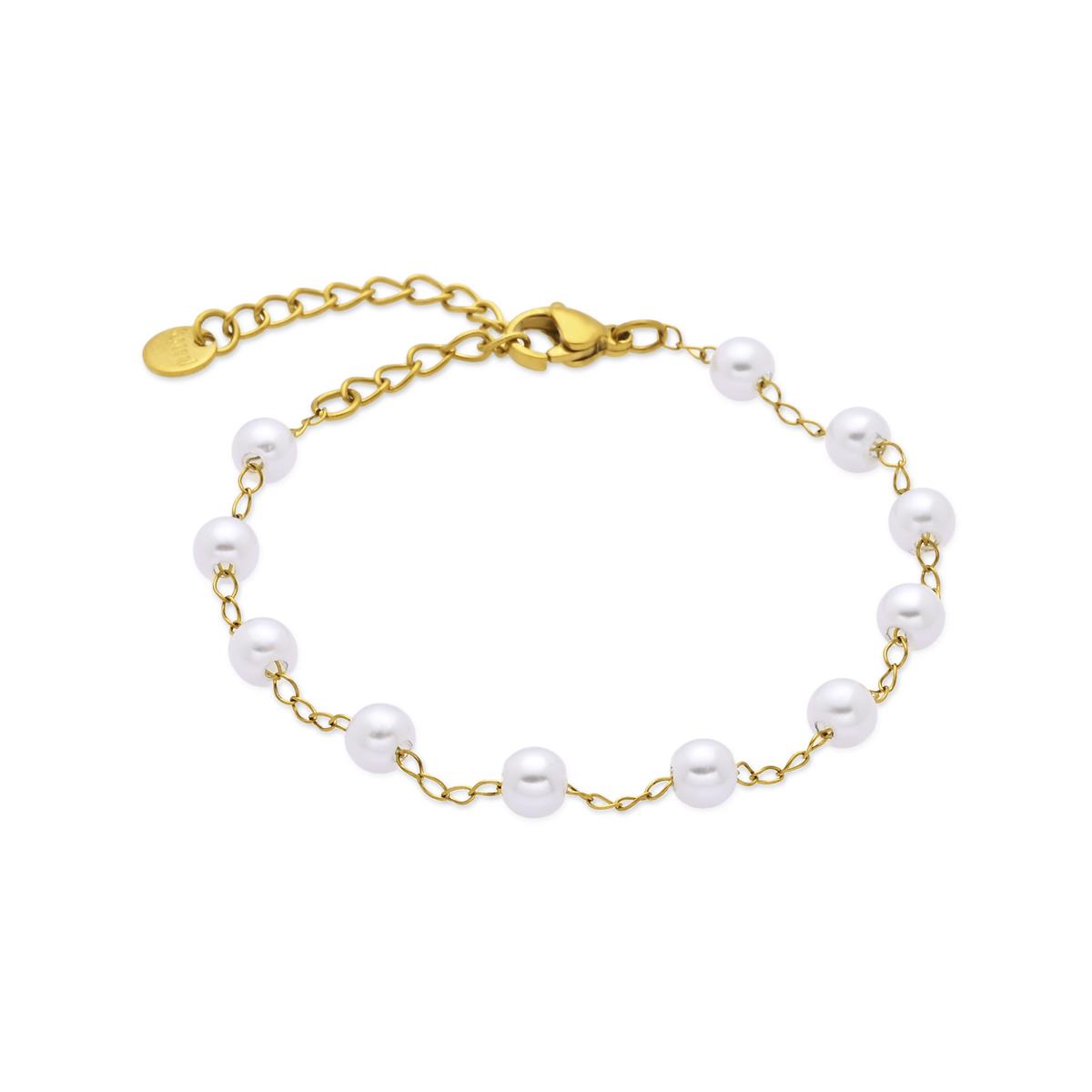 Pulsera de Aleación de Metal y Perla Blanca acabado en oro amarillo de 18k - Redash