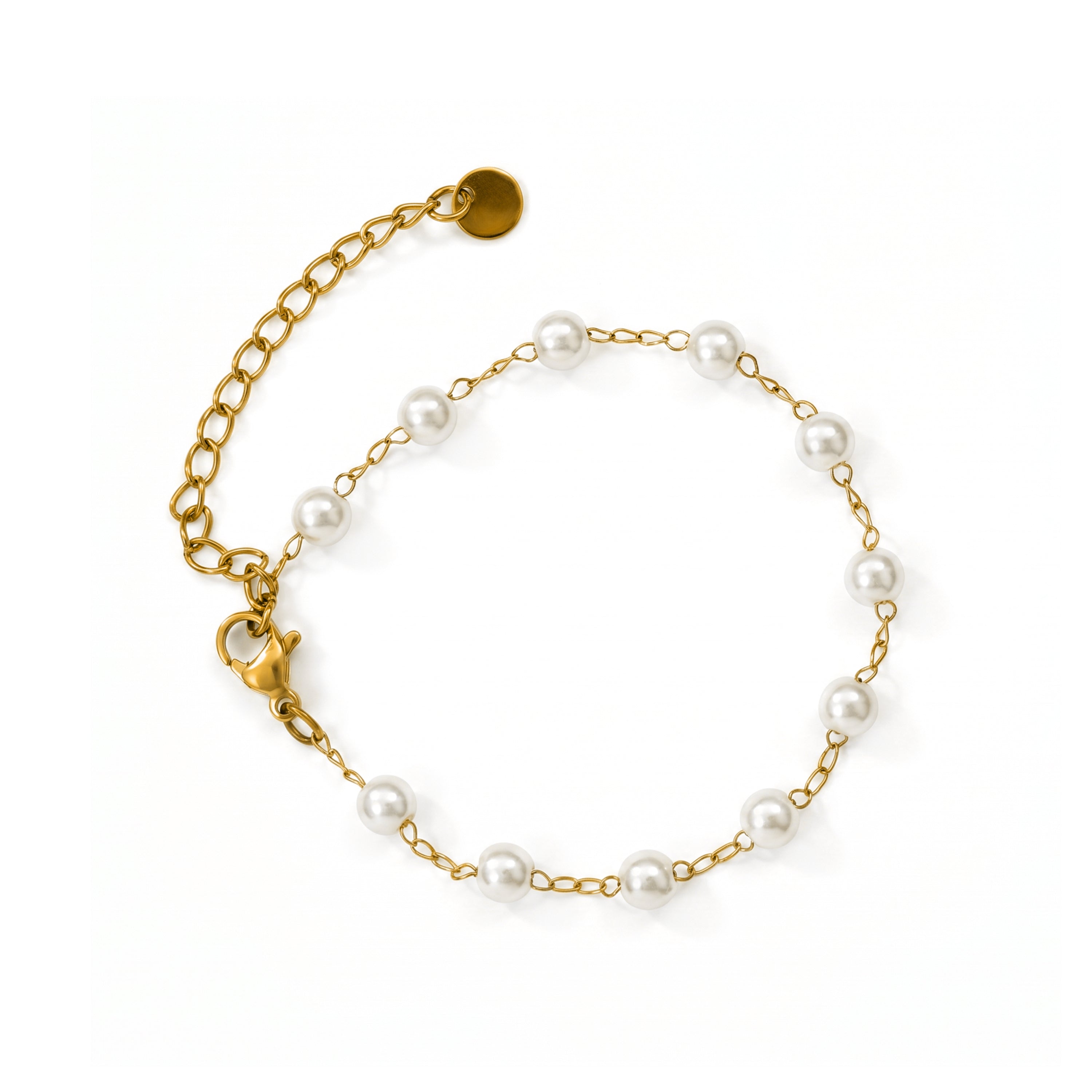 Pulsera de Aleación de Metal y Perla Blanca acabado en oro amarillo de 18k - Redash