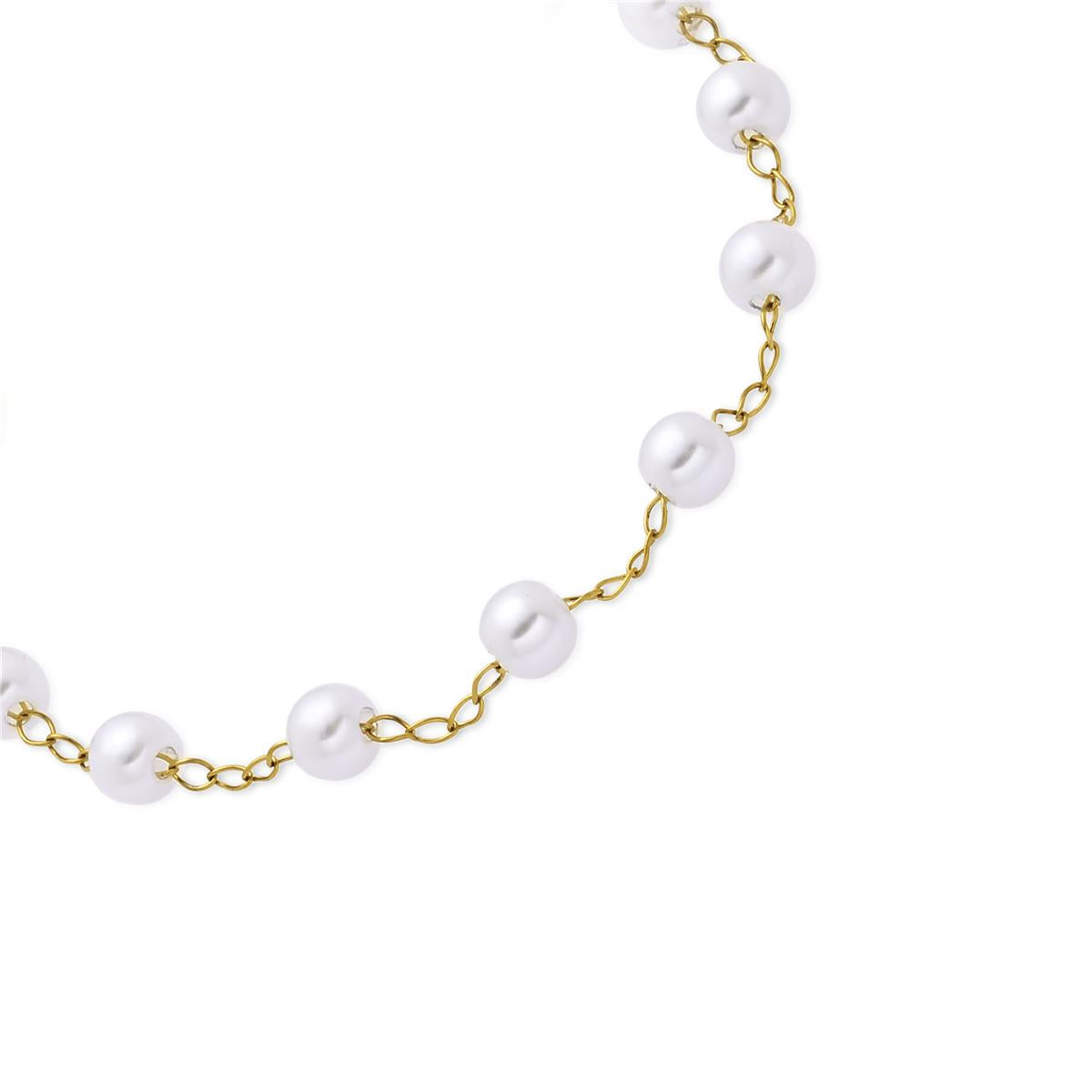 Pulsera de Aleación de Metal y Perla Blanca acabado en oro amarillo de 18k - Redash