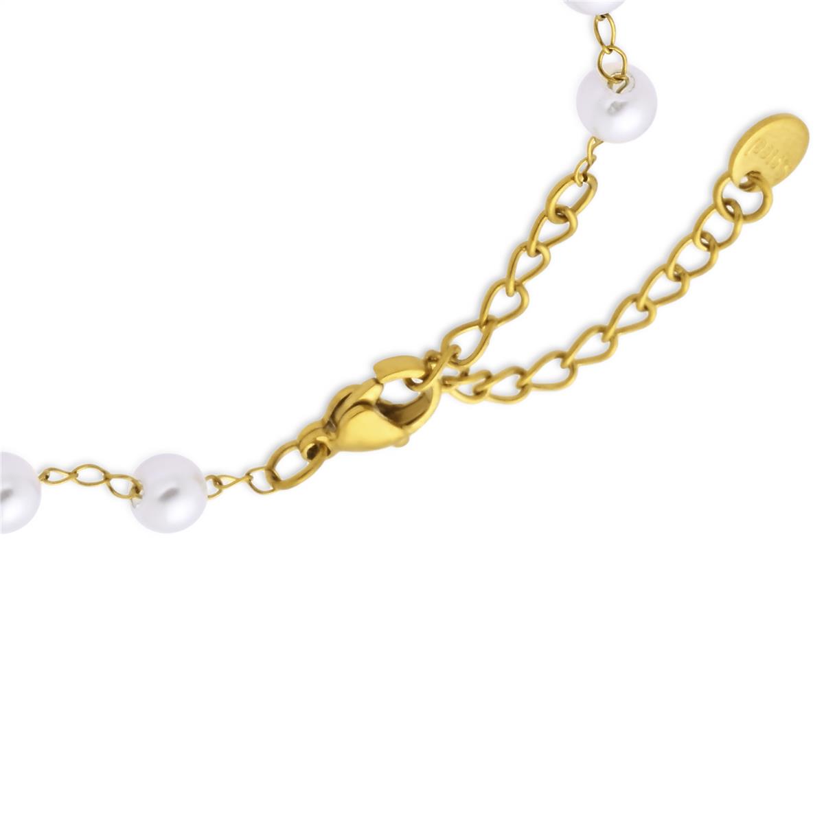 Pulsera de Aleación de Metal y Perla Blanca acabado en oro amarillo de 18k - Redash