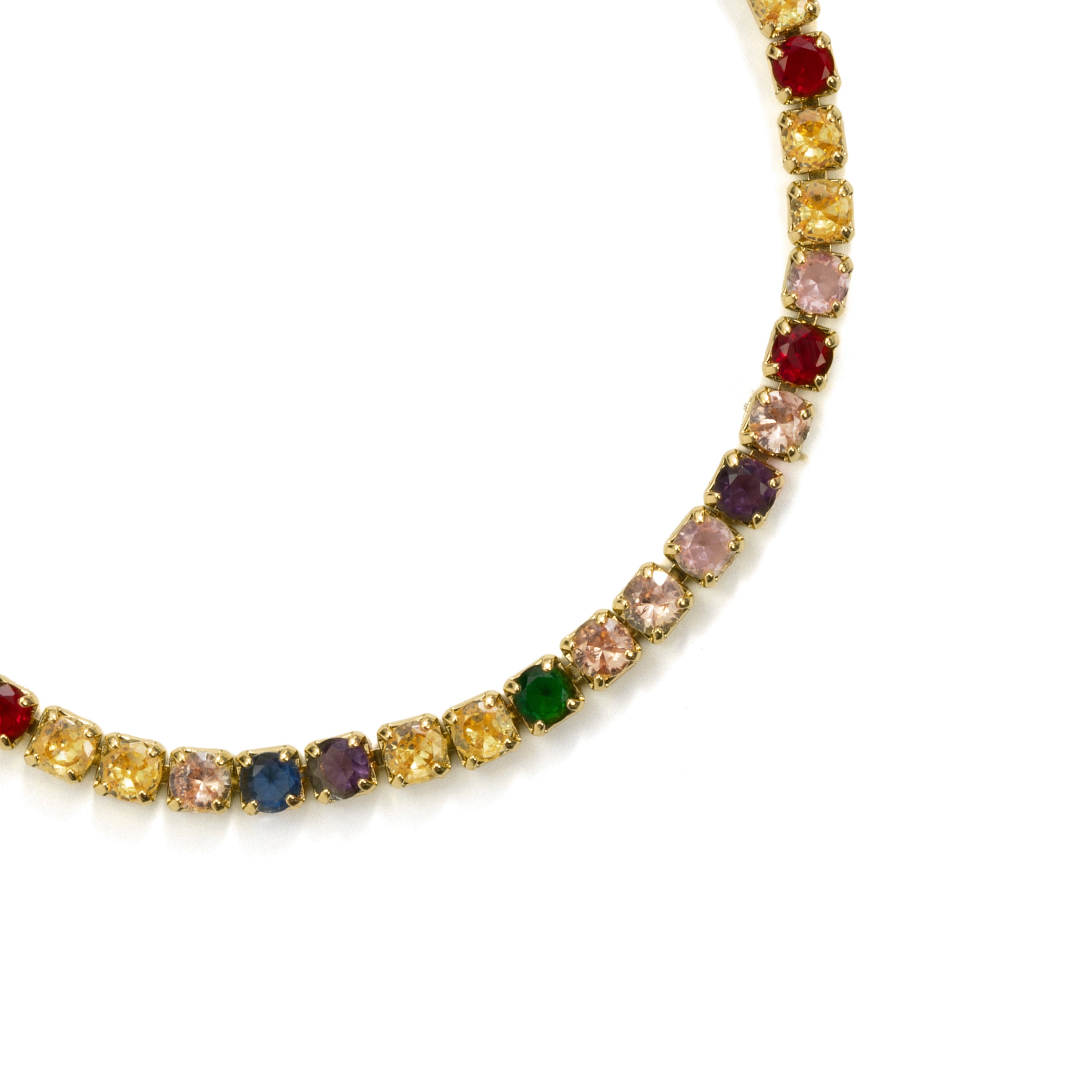 18k Yellow Gold Finished Multicolor Cubic Zirconia and Metal Alloy Bracelet - Jyamia