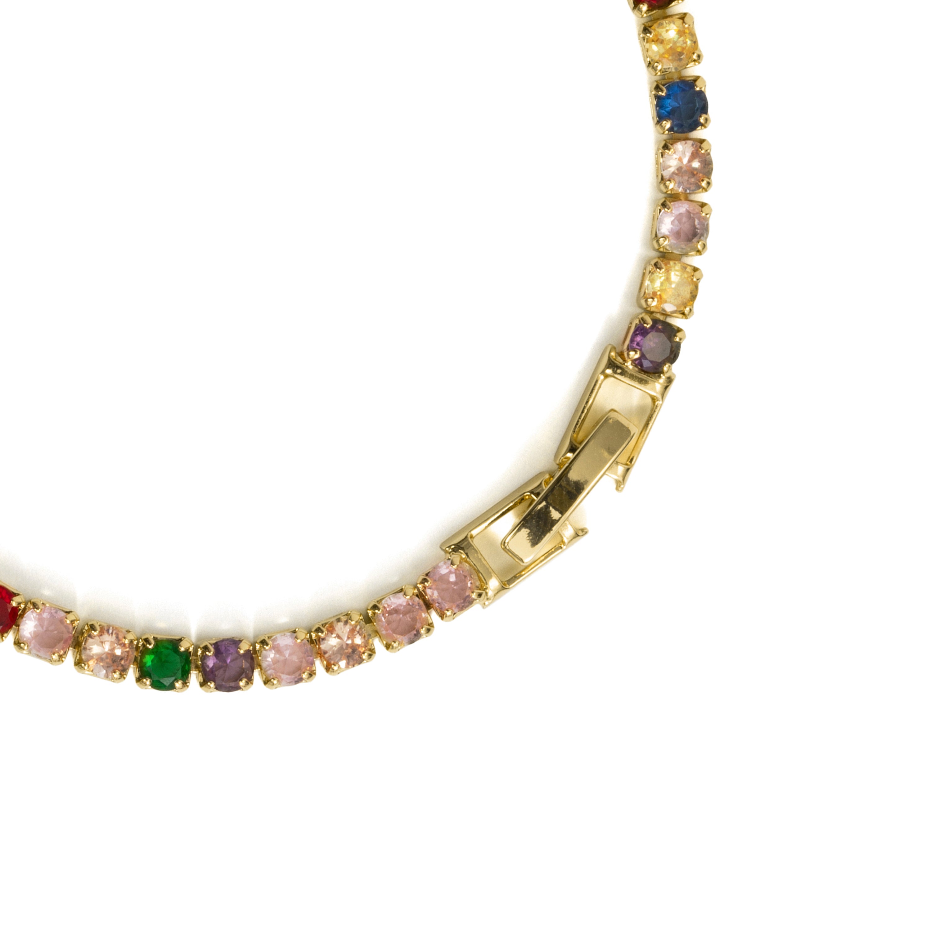 18k Yellow Gold Finished Multicolor Cubic Zirconia and Metal Alloy Bracelet - Jyamia