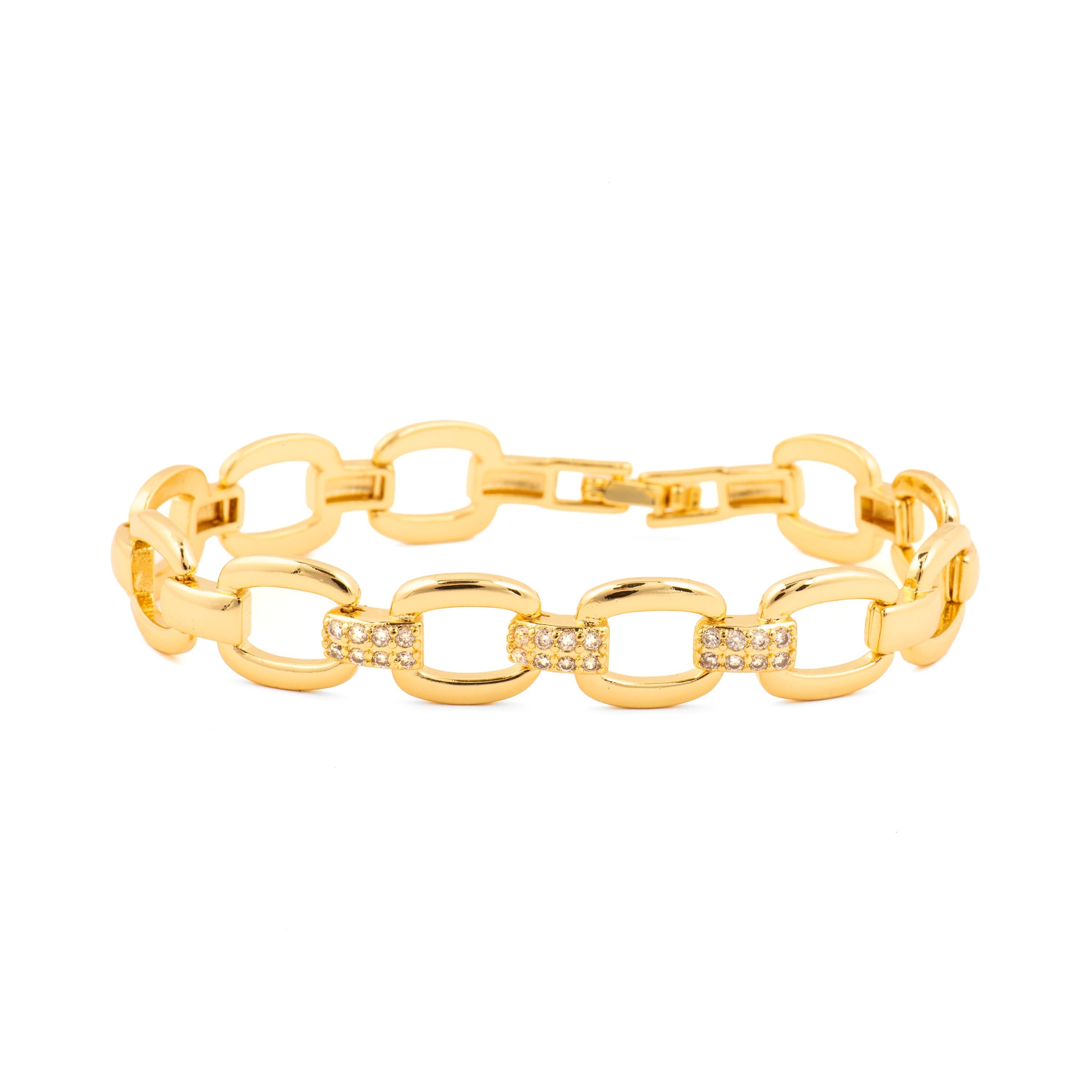 Bracciale con zircone brillante finitura in oro giallo 18k - Insio