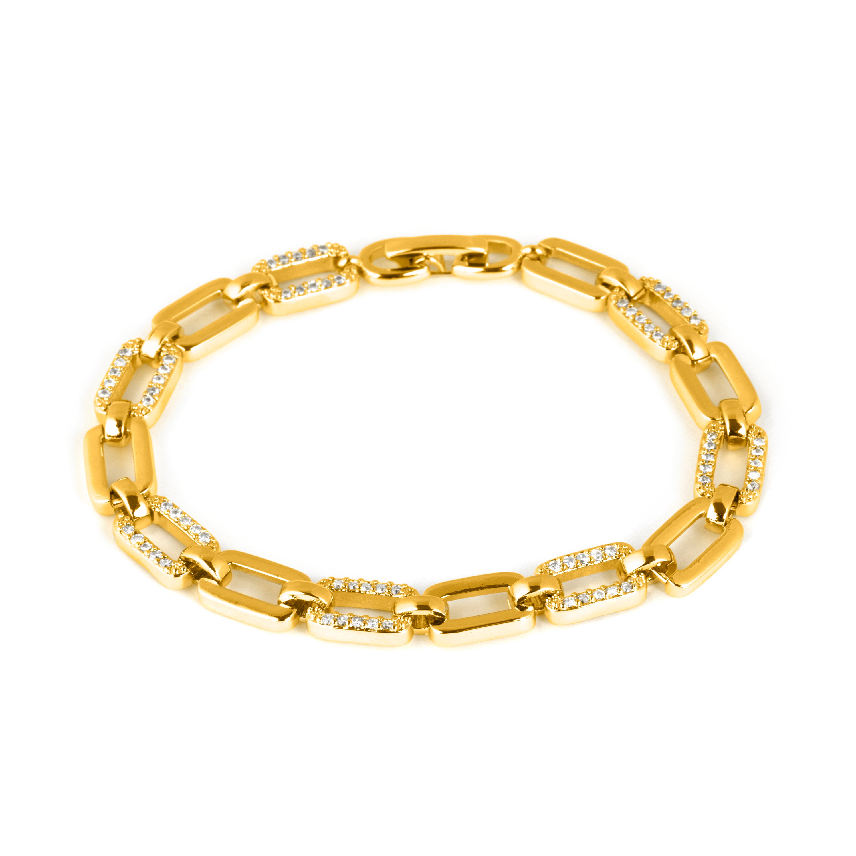 Bracciale con zircone brillante finitura in oro giallo 18k - Asgoth