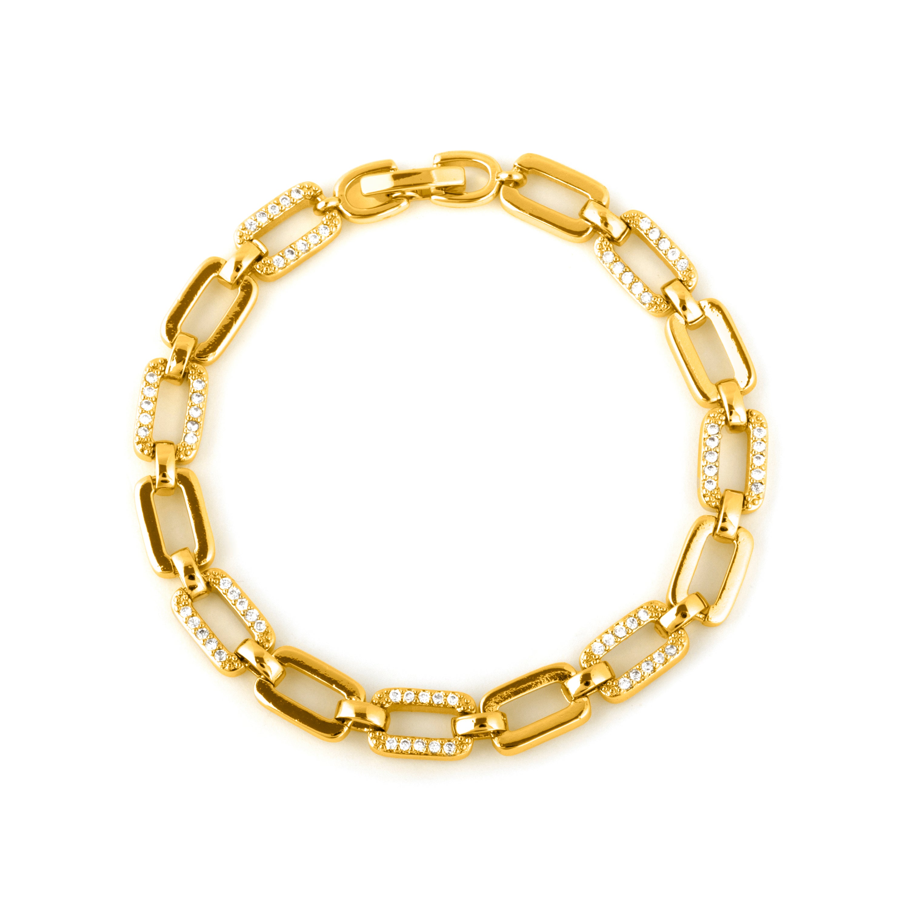 Bracciale con zircone brillante finitura in oro giallo 18k - Asgoth
