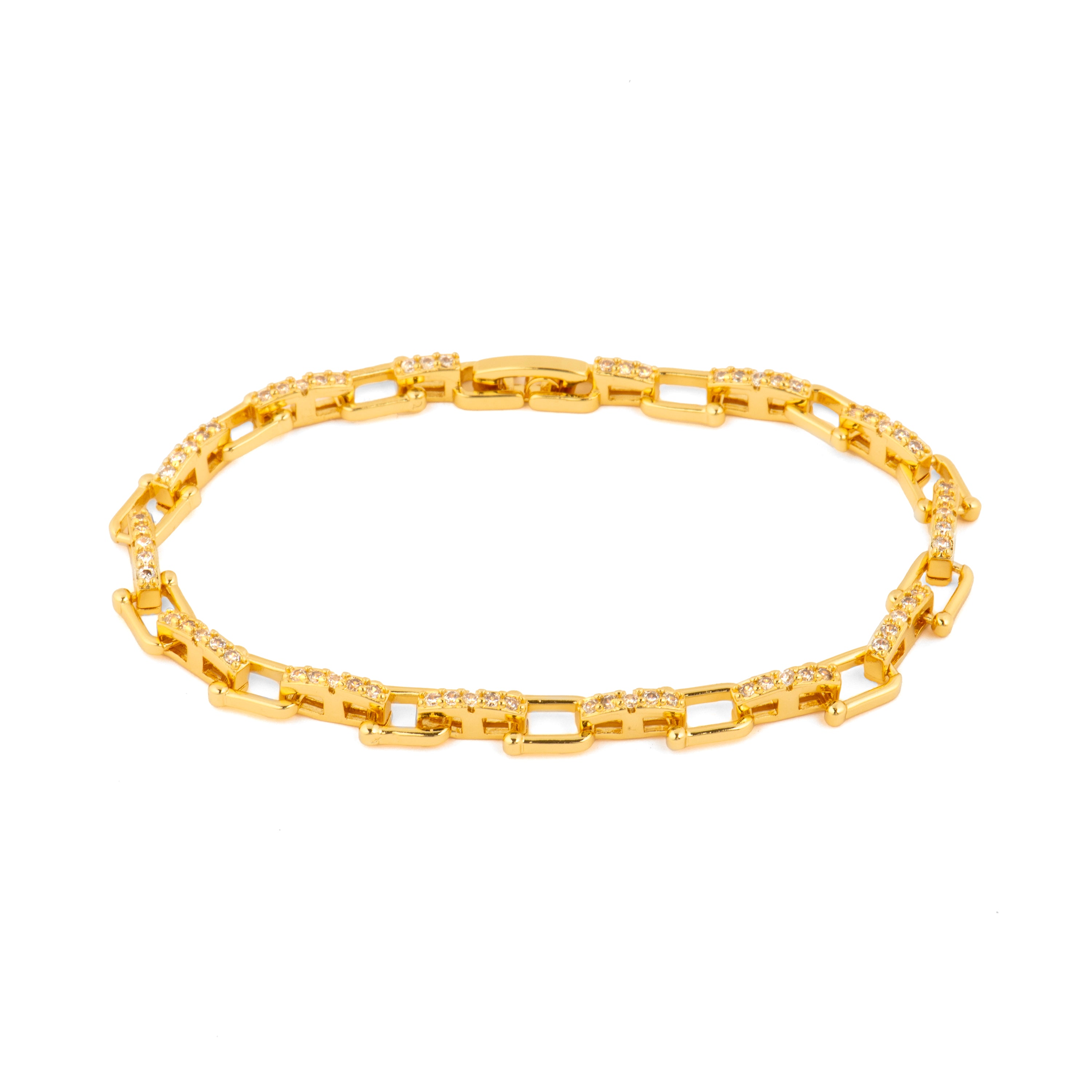 Glänzendes Zirkonarmband mit 18k Gelbgold-Finish - Dordel