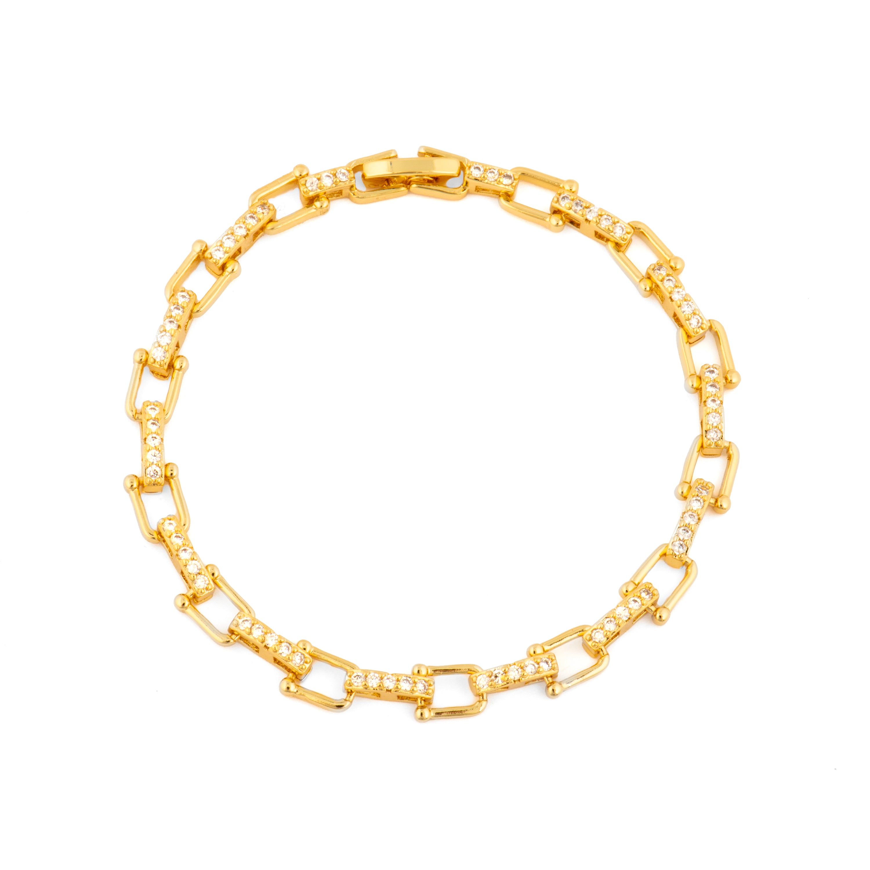 Glänzendes Zirkonarmband mit 18k Gelbgold-Finish - Dordel