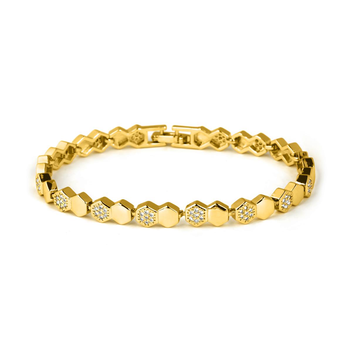 Bracciale con zircone brillante finitura in oro giallo 18k - Lyth