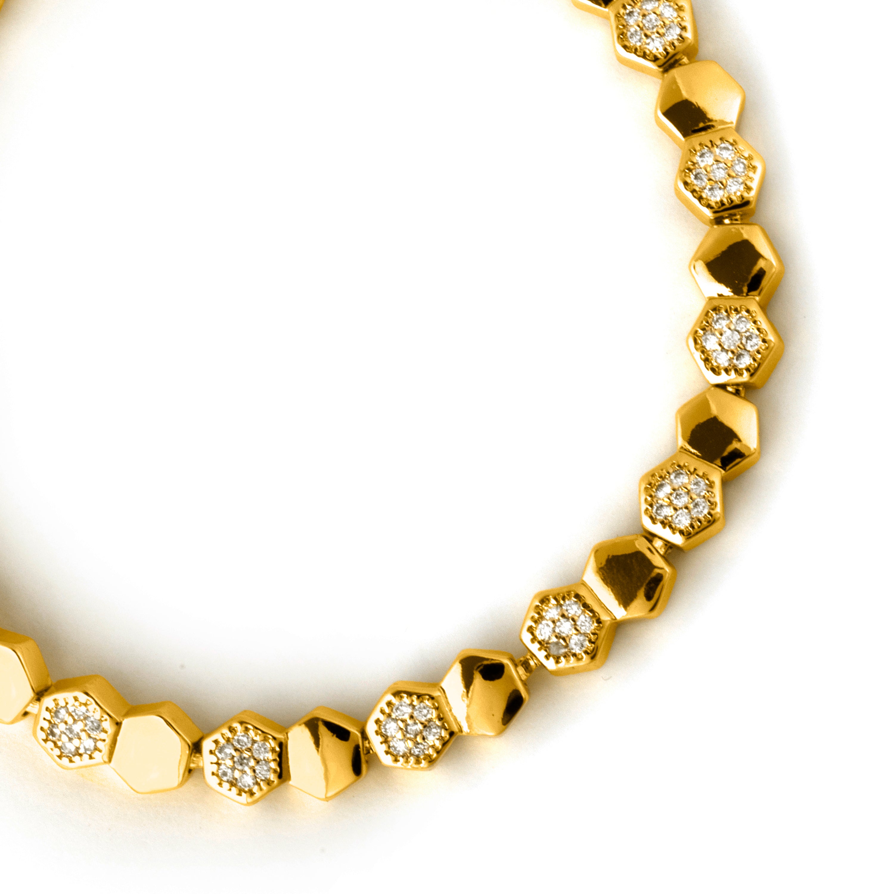 Brilliant Cubic Zirconia Bracelet with 18k Yellow Gold Finish - Lyth