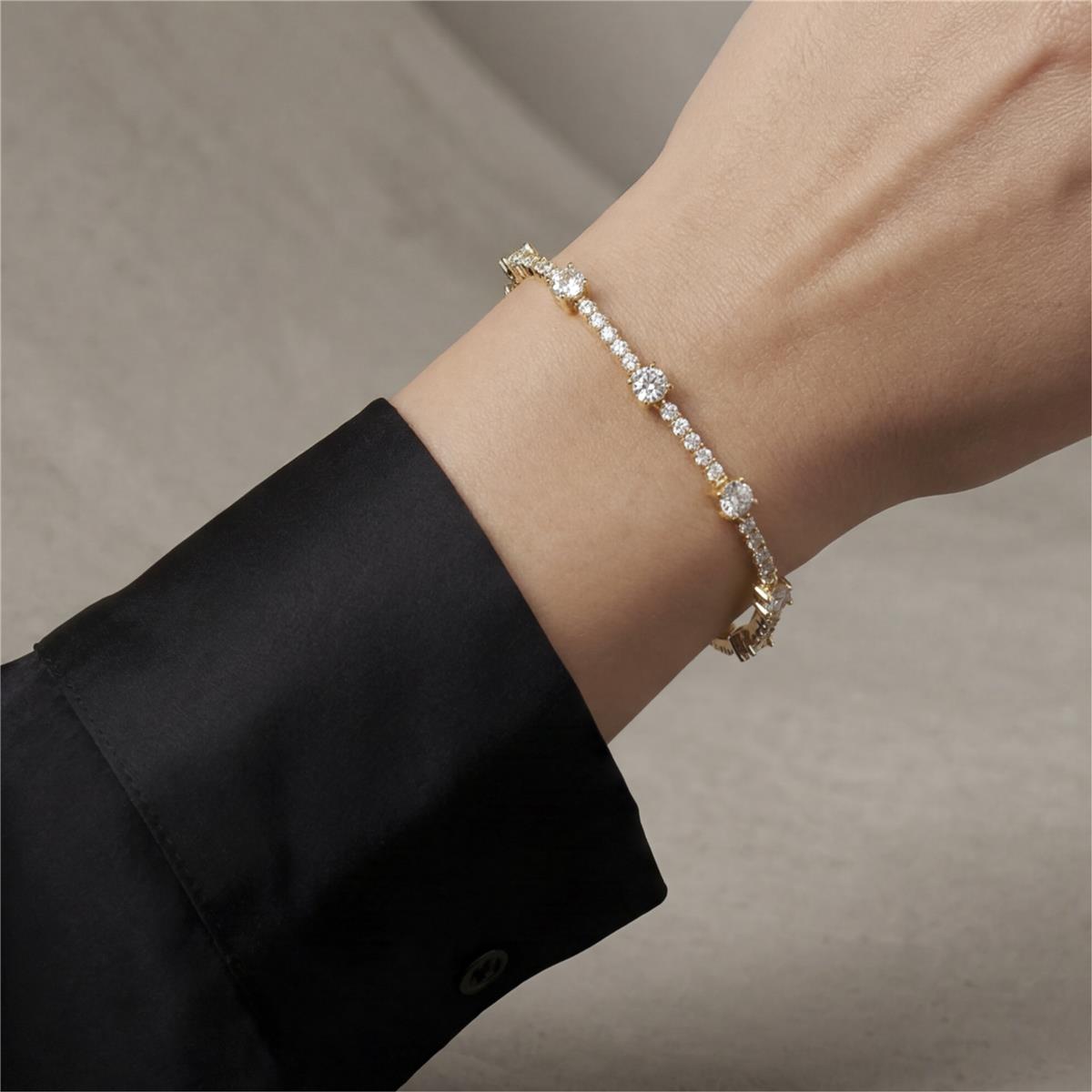 Pulsera de Aleación de Metal y Circonita Brillante acabado en oro amarillo de 18k - Raydowa