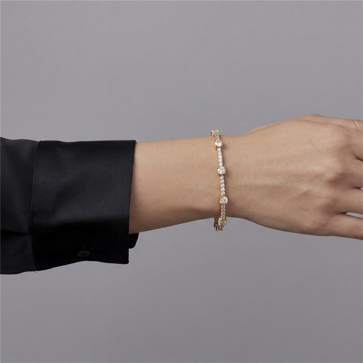Pulsera de Aleación de Metal y Circonita Brillante acabado en oro amarillo de 18k - Raydowa