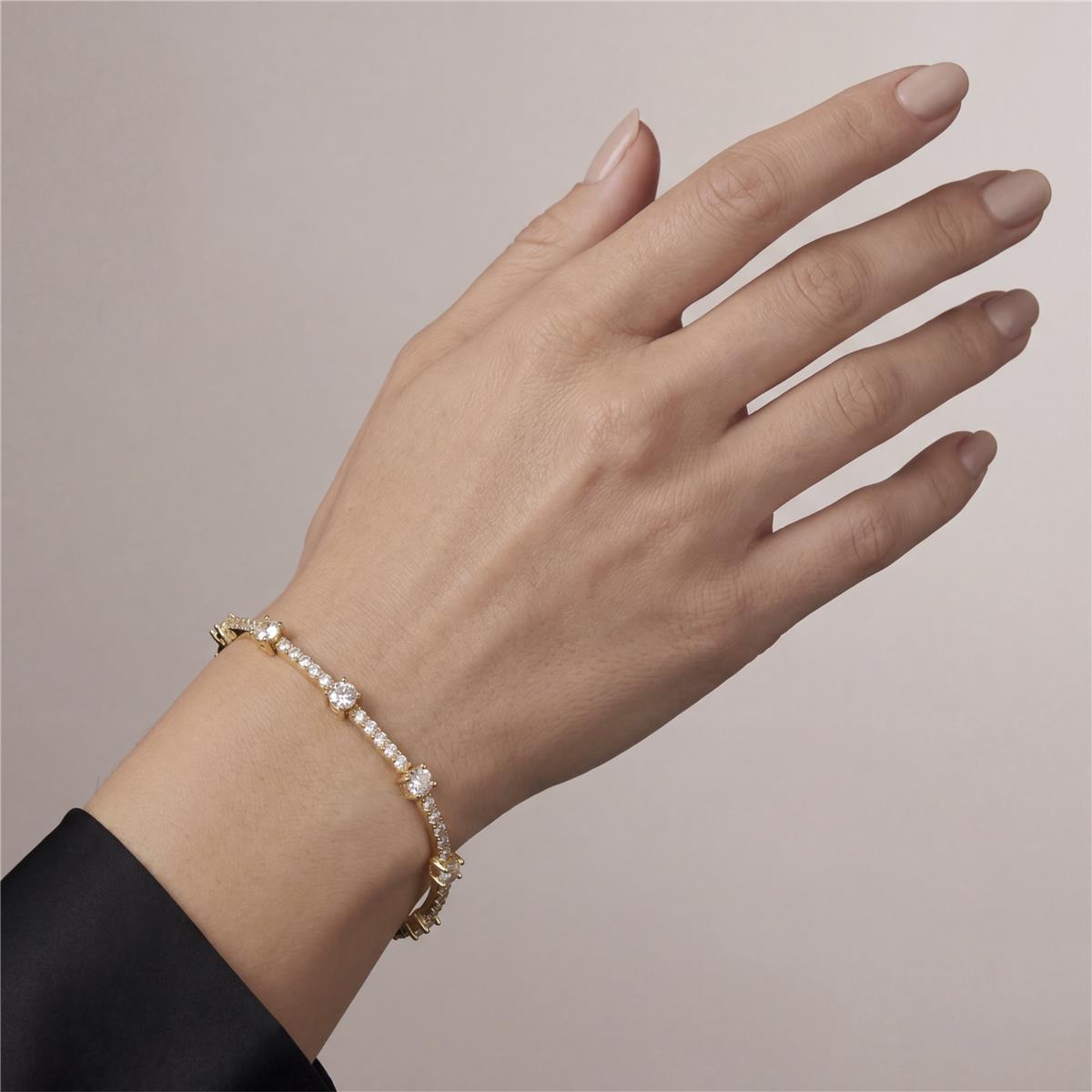 Pulsera de Aleación de Metal y Circonita Brillante acabado en oro amarillo de 18k - Raydowa