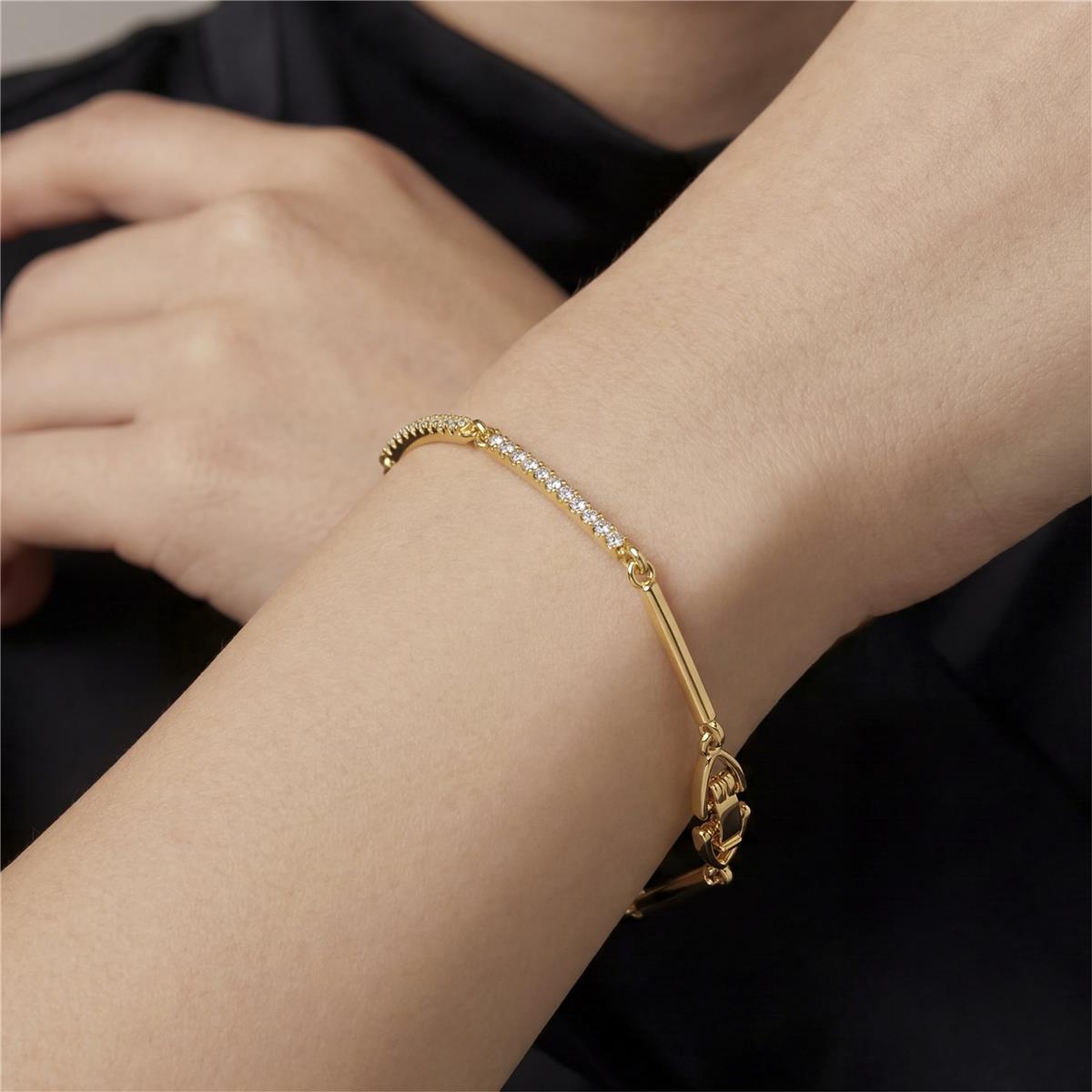 Pulsera de Aleación de Metal y Circonita Brillante acabado en oro amarillo de 18k - Ranme