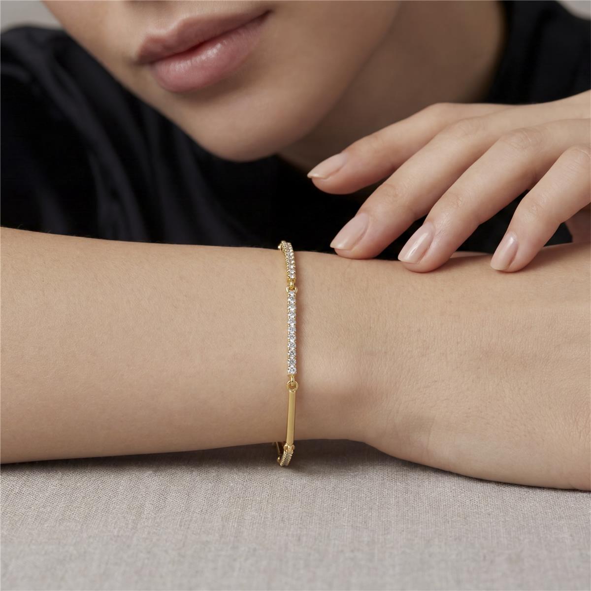 Pulsera de Aleación de Metal y Circonita Brillante acabado en oro amarillo de 18k - Ranme