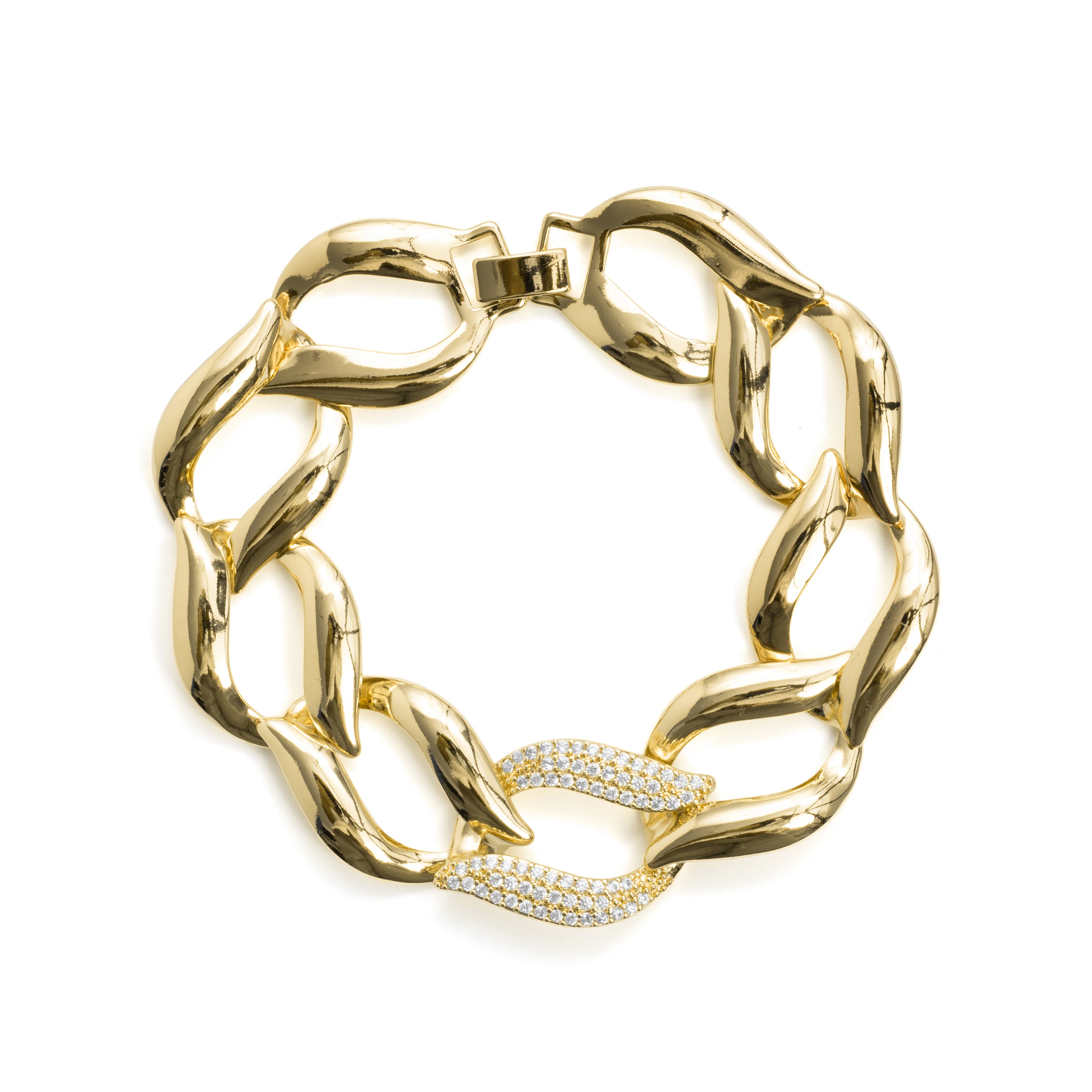 Pulsera de Circonita Brillante acabado en oro amarillo de 18k - Isgund