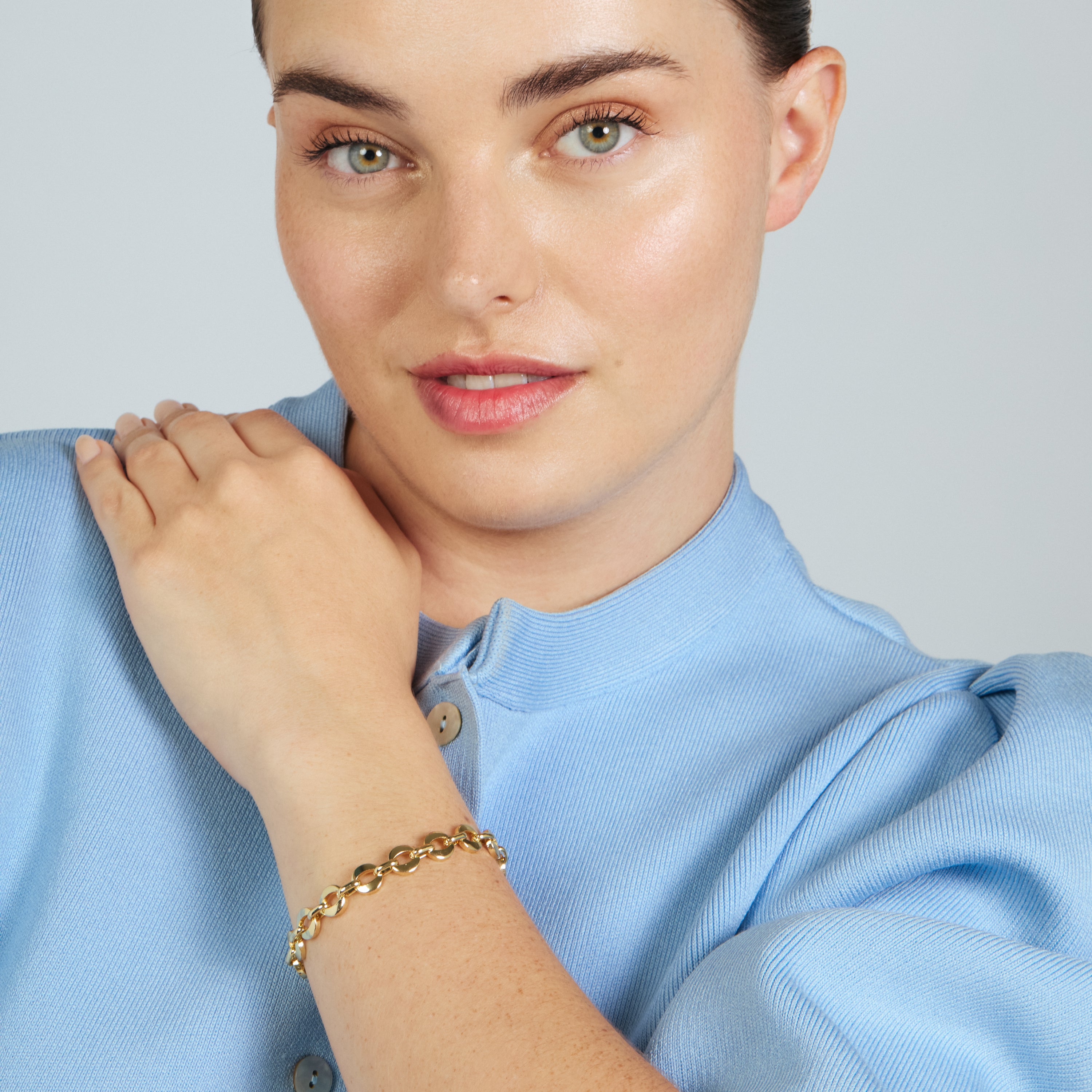 Pulsera de Circonita Brillante acabado en oro amarillo de 18k - Wasue
