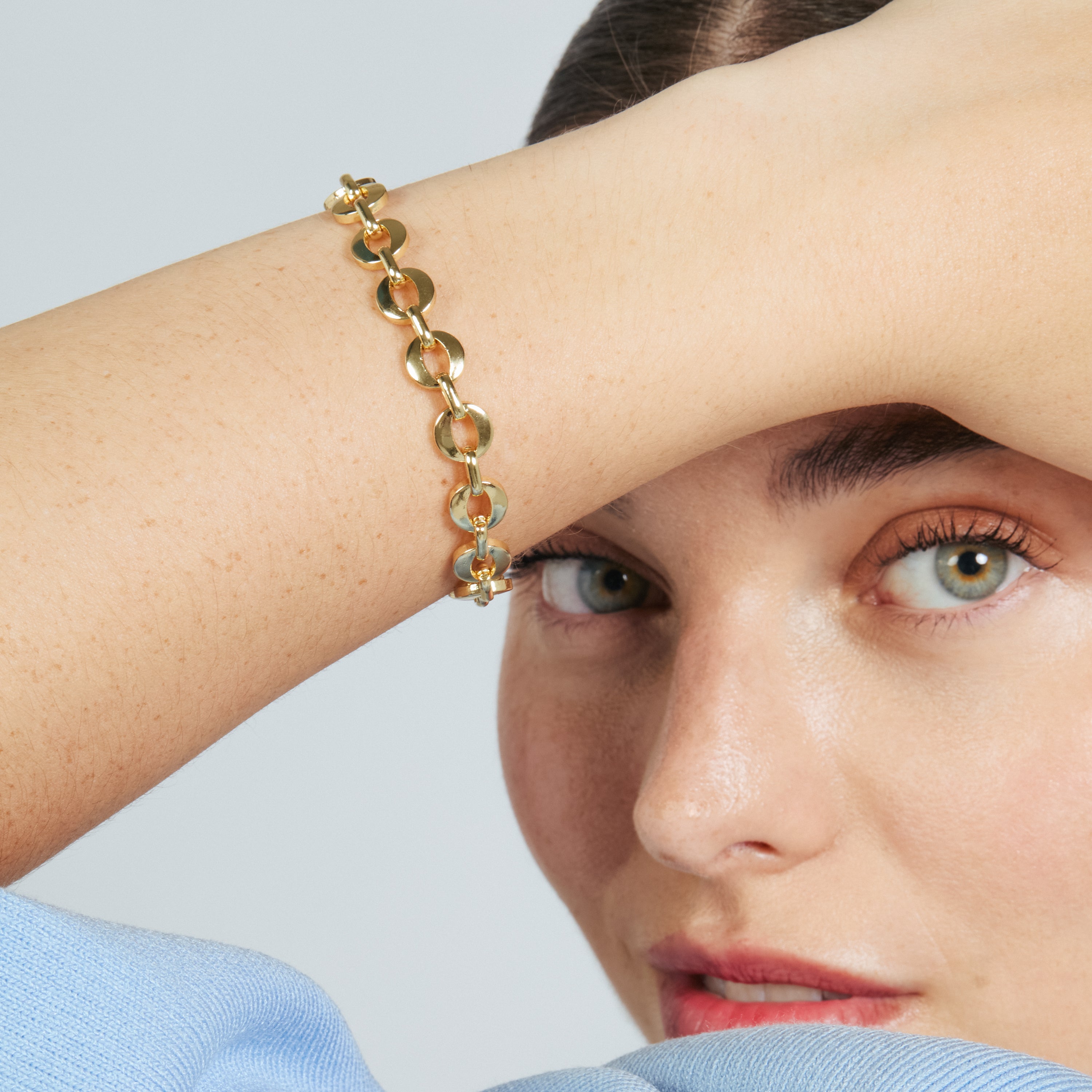 Pulsera de Circonita Brillante acabado en oro amarillo de 18k - Wasue