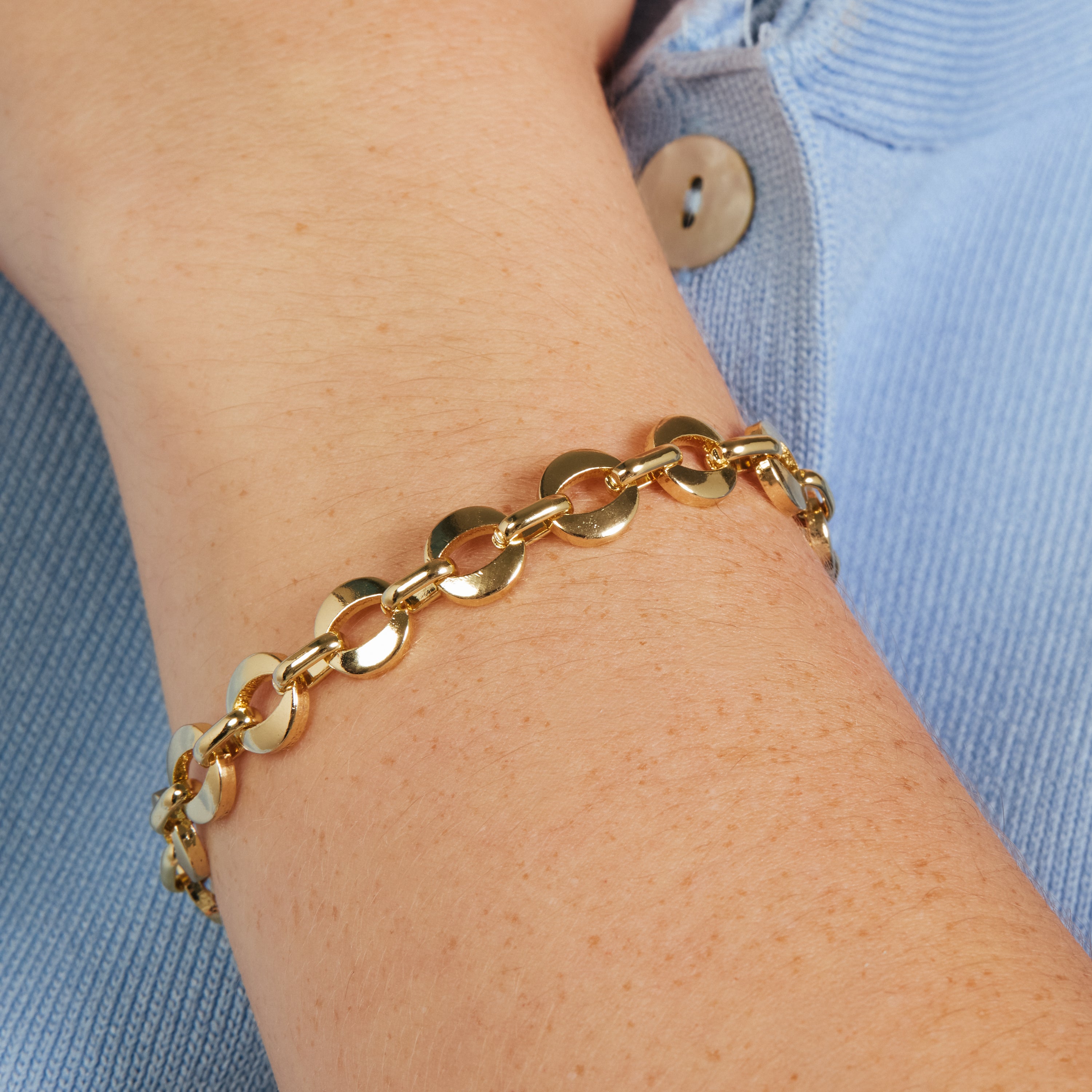 Pulsera de Circonita Brillante acabado en oro amarillo de 18k - Wasue