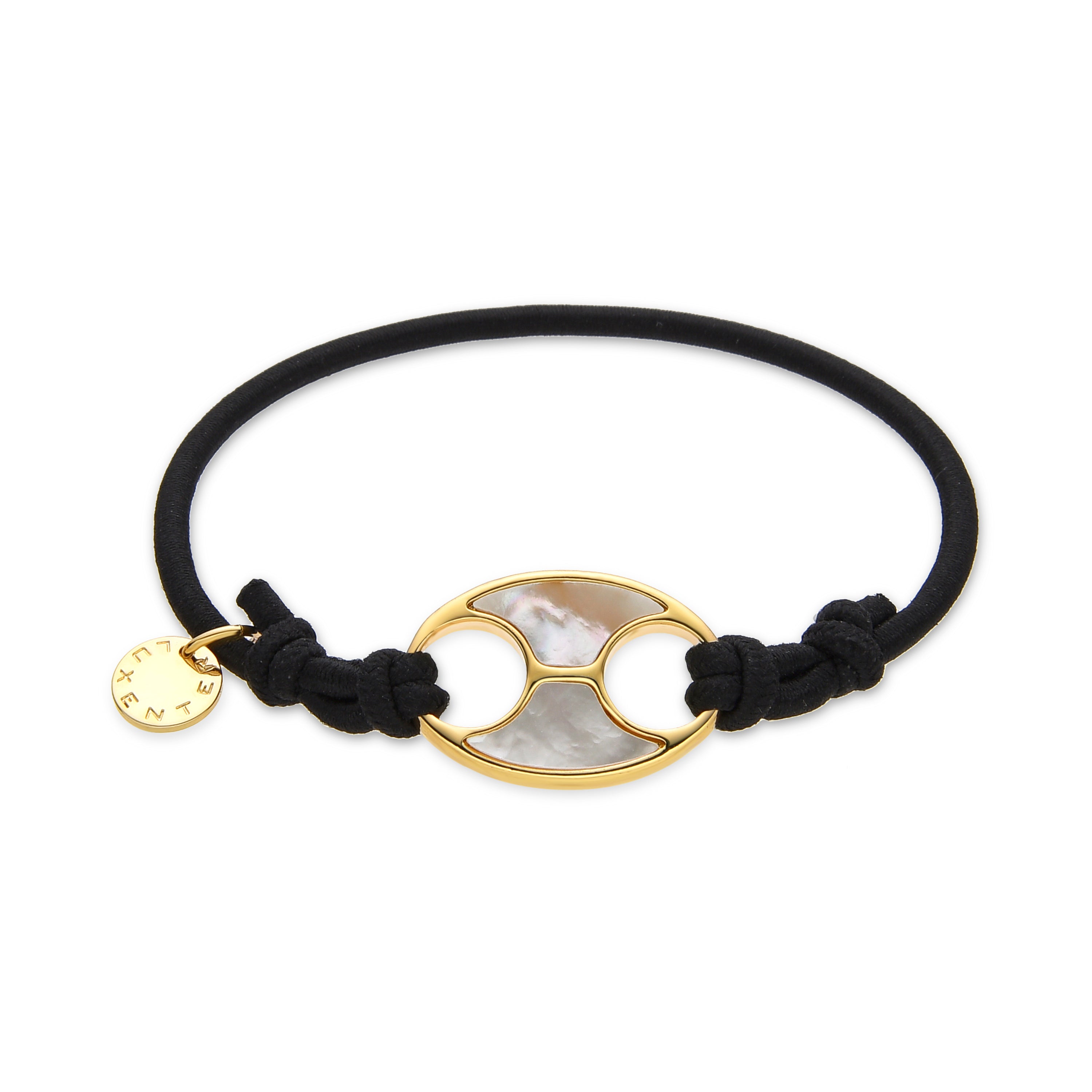 Elástico de madrepérola branca com acabamento em ouro amarelo 18K - Idmo