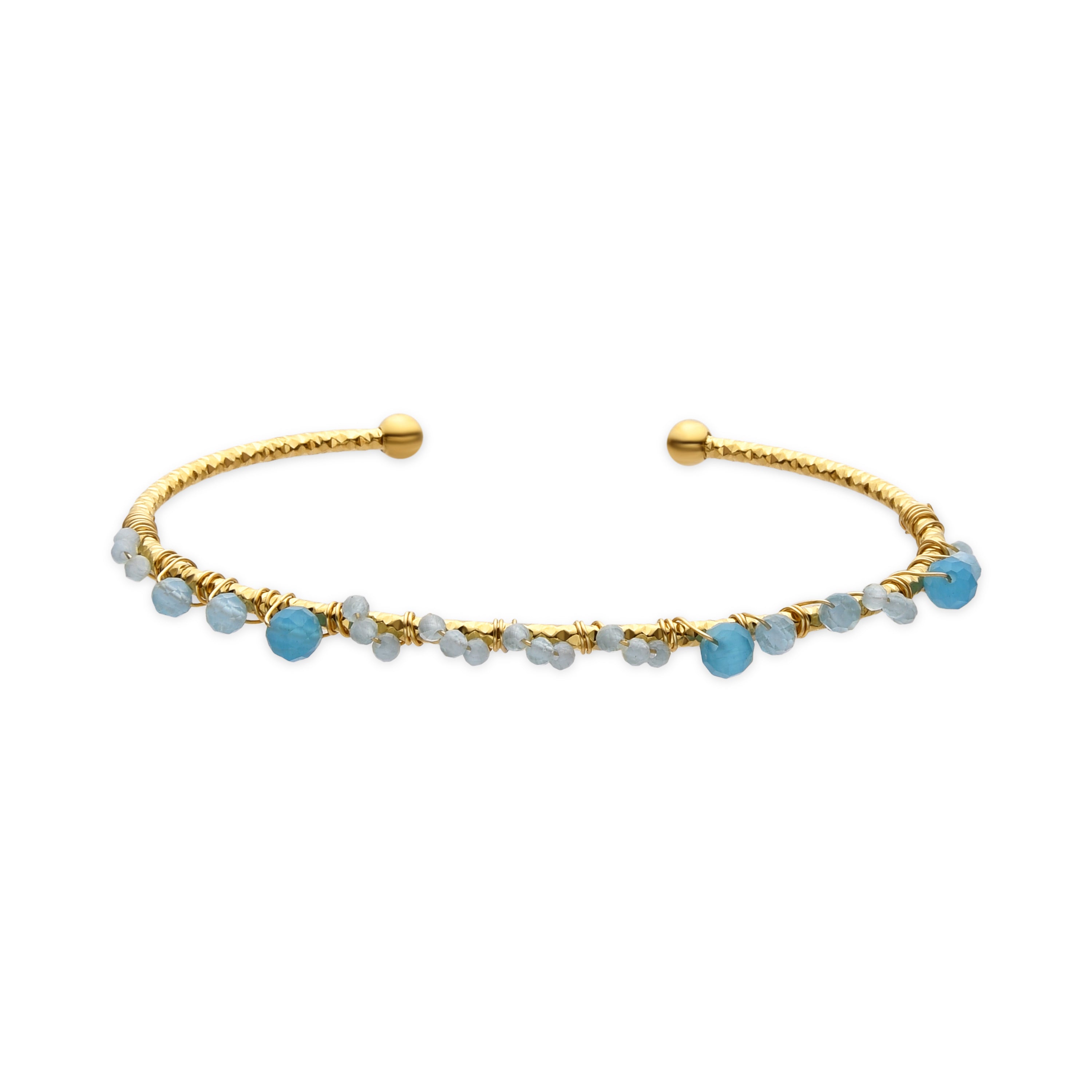 Pulseira com Cristal Azul acabamento em ouro 18k - Yakde