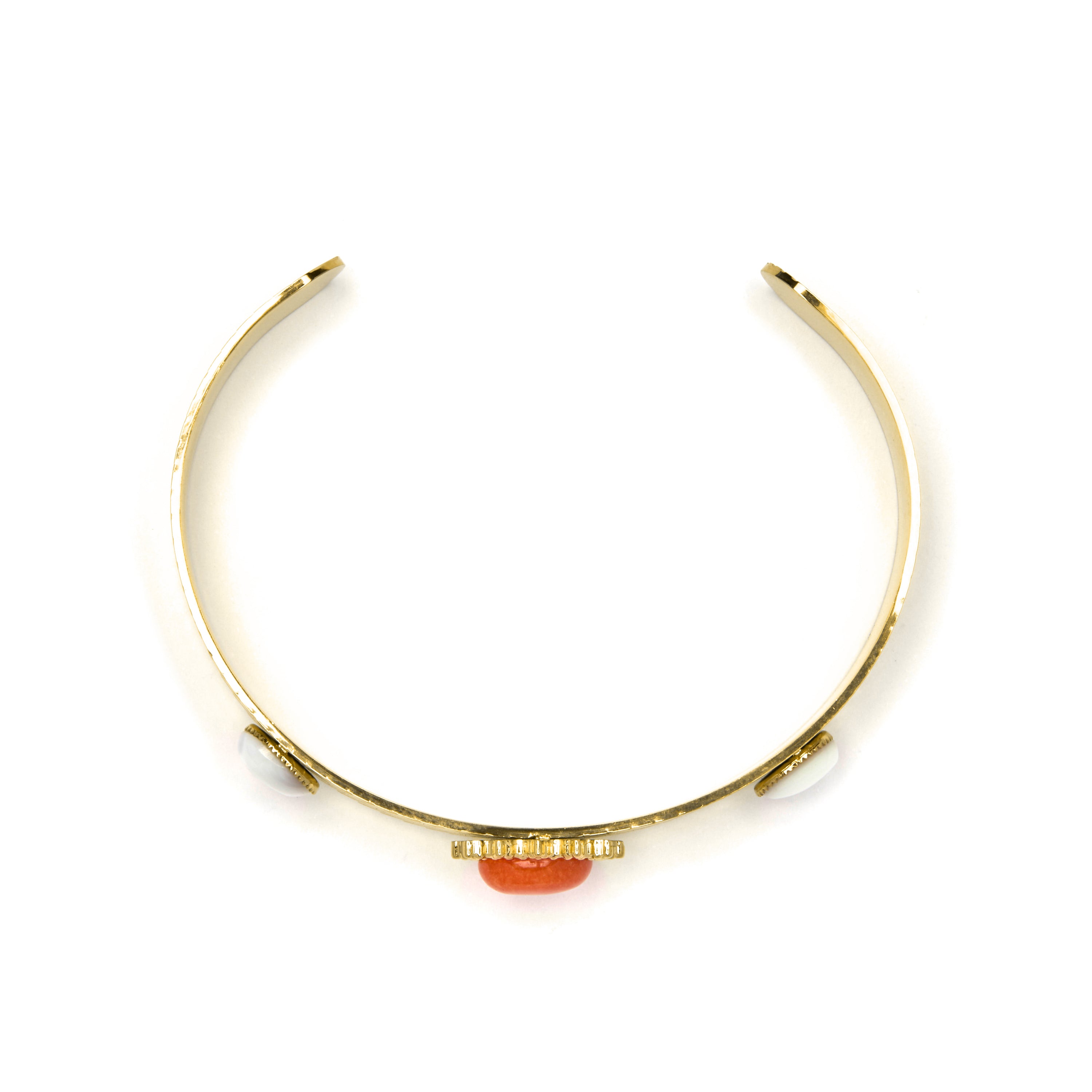 Armband mit 18-karätiger Gelbgoldbeschichtung und weißem Perlmutt - Romou