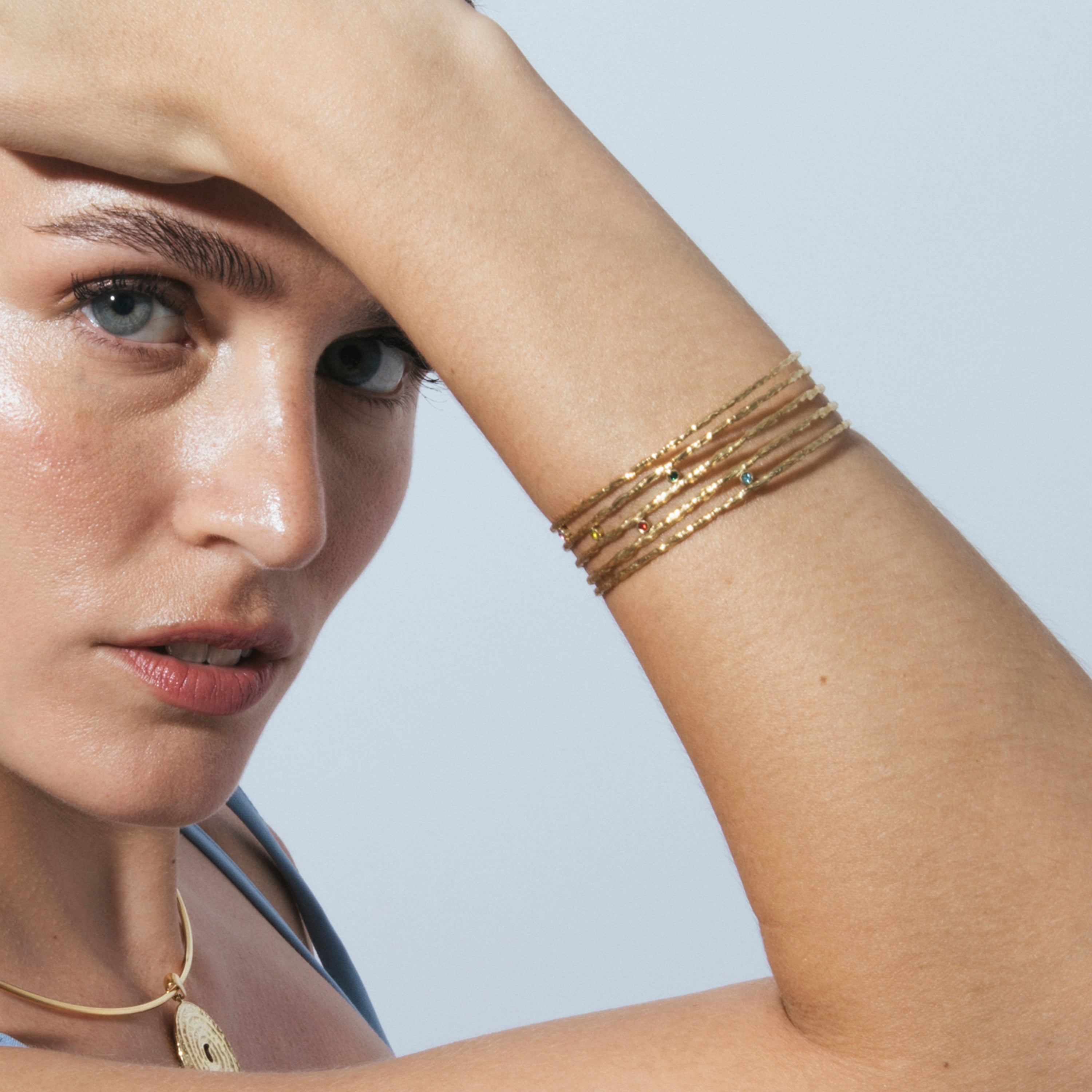 Multicolor Cubic Zirconia Bracelet with 18k Yellow Gold Finish - Copply