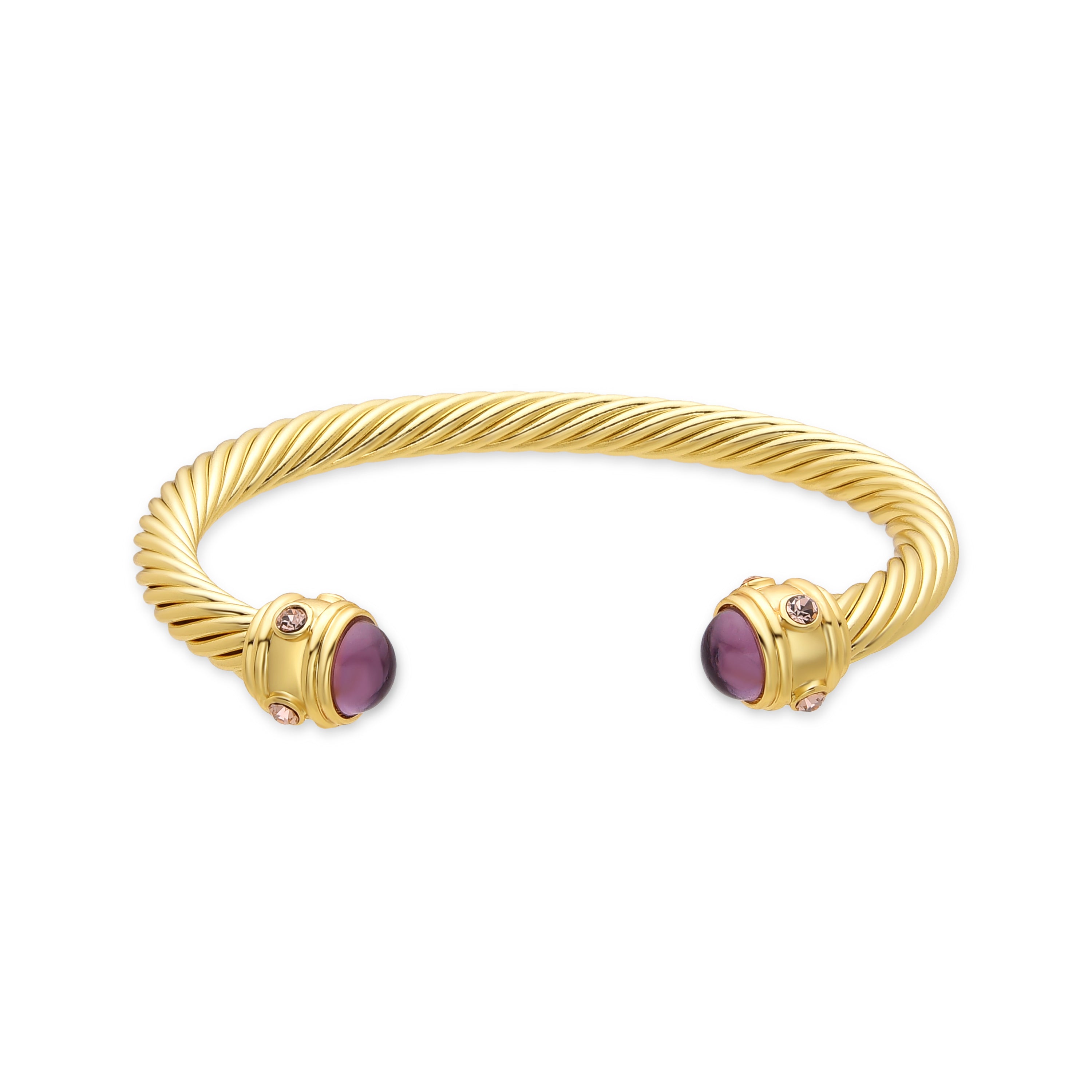 Brazalete de Cristal Roxo acabado em ouro amarelo 18K - Danio