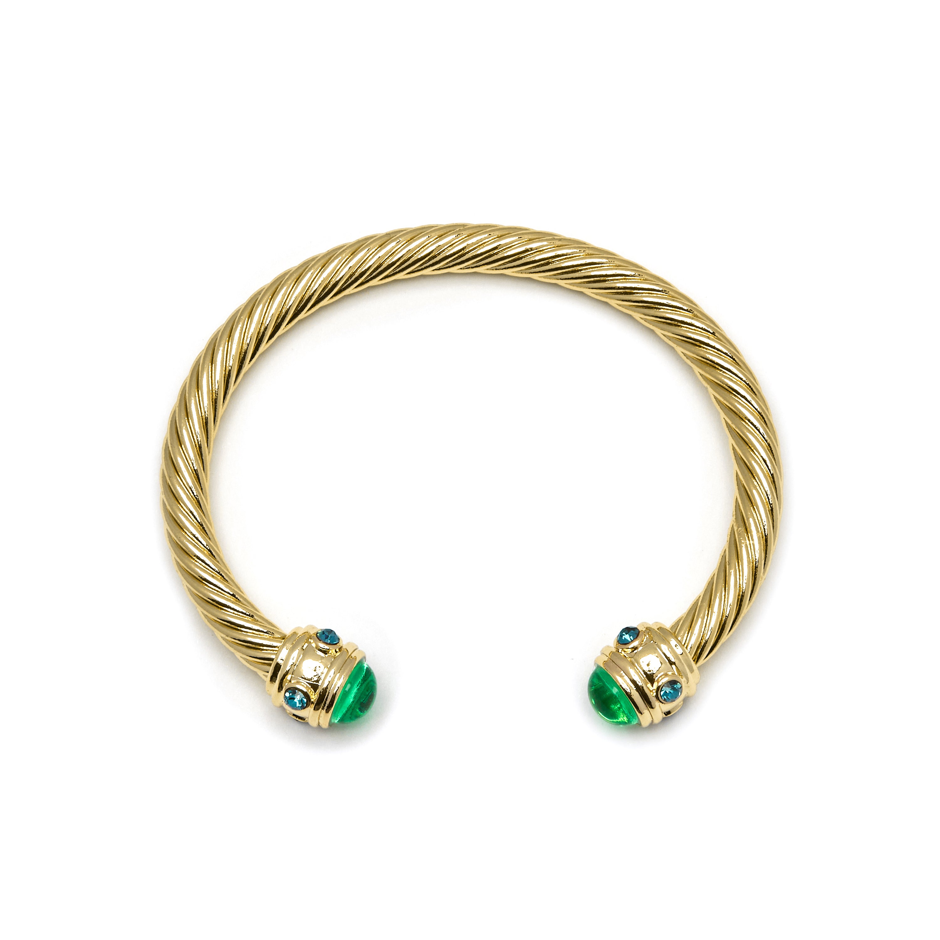 Bracelet en cristal vert finition or jaune 18K - Sirose