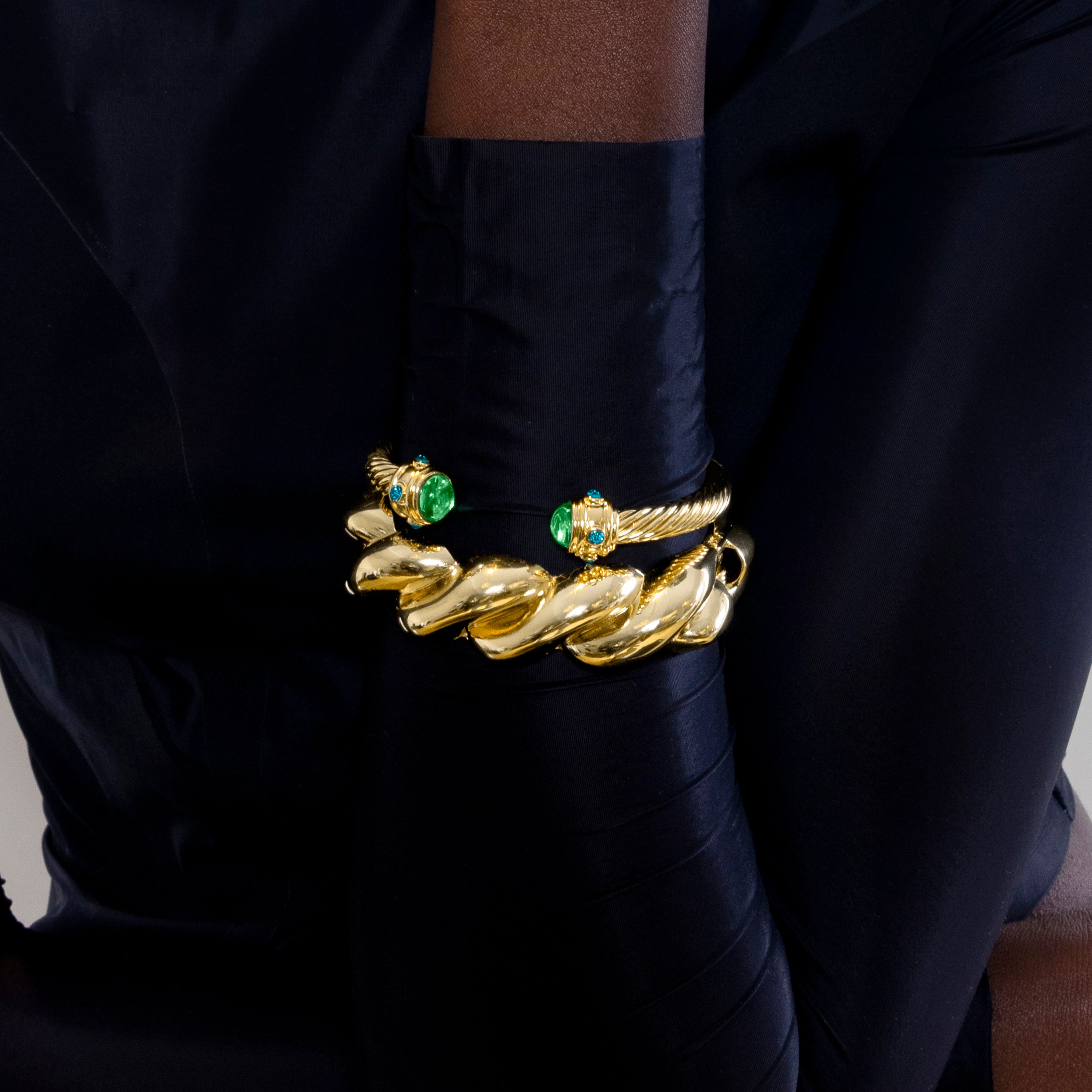 Bracelet en cristal vert finition or jaune 18K - Sirose